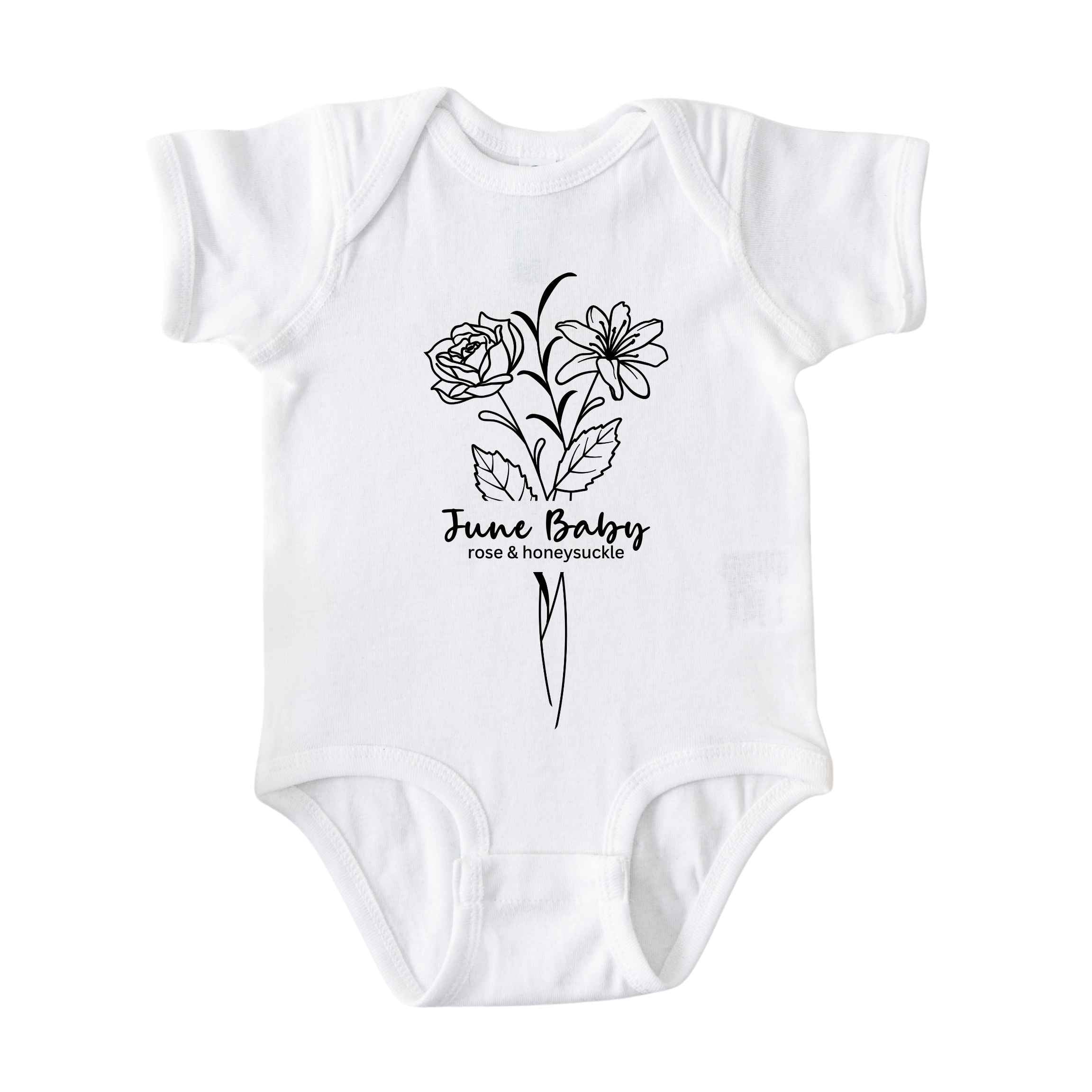 June Baby Birth Flowers (Line Art) Bodysuit