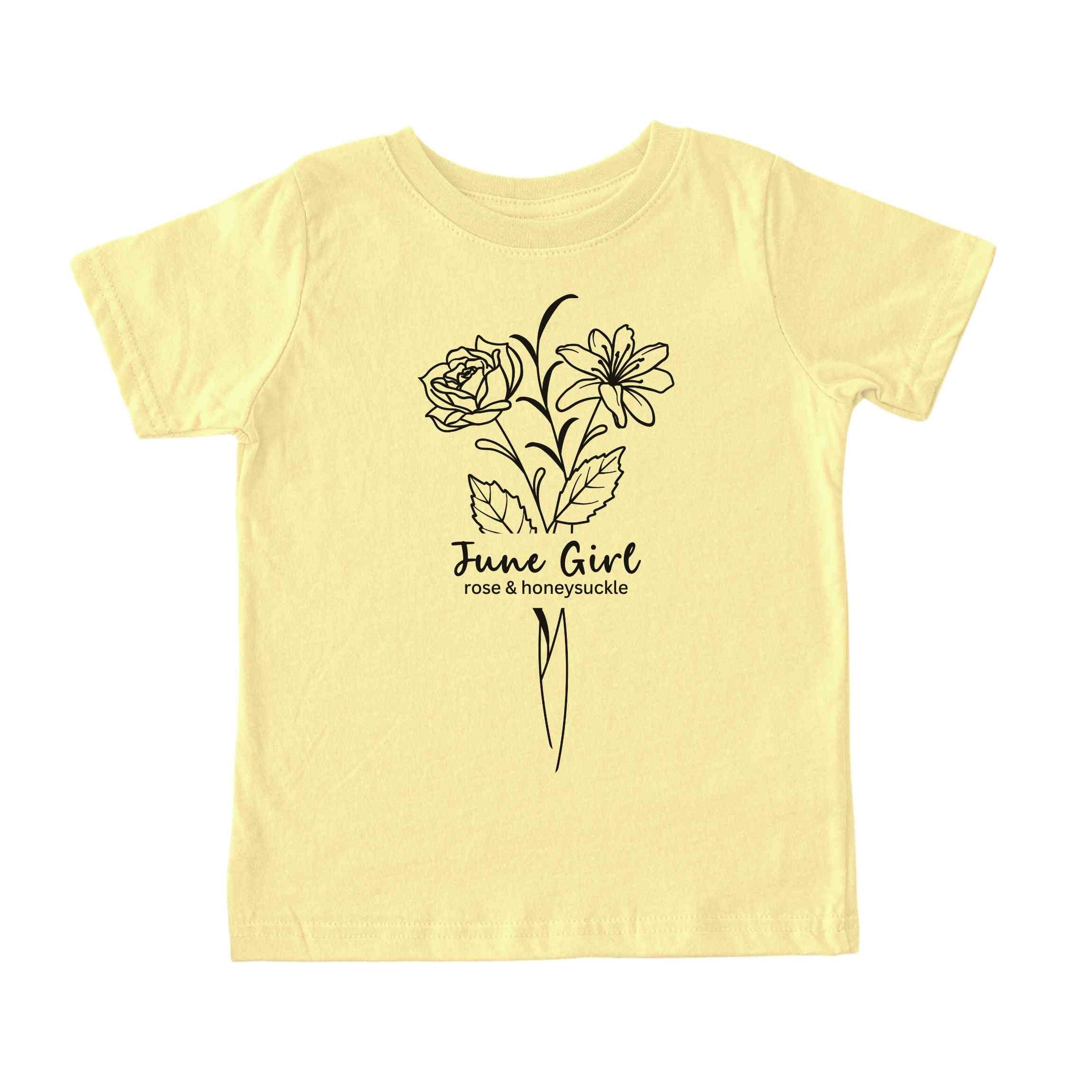 June Girl Birth Flowers (Line Art) Tee - Toddlers