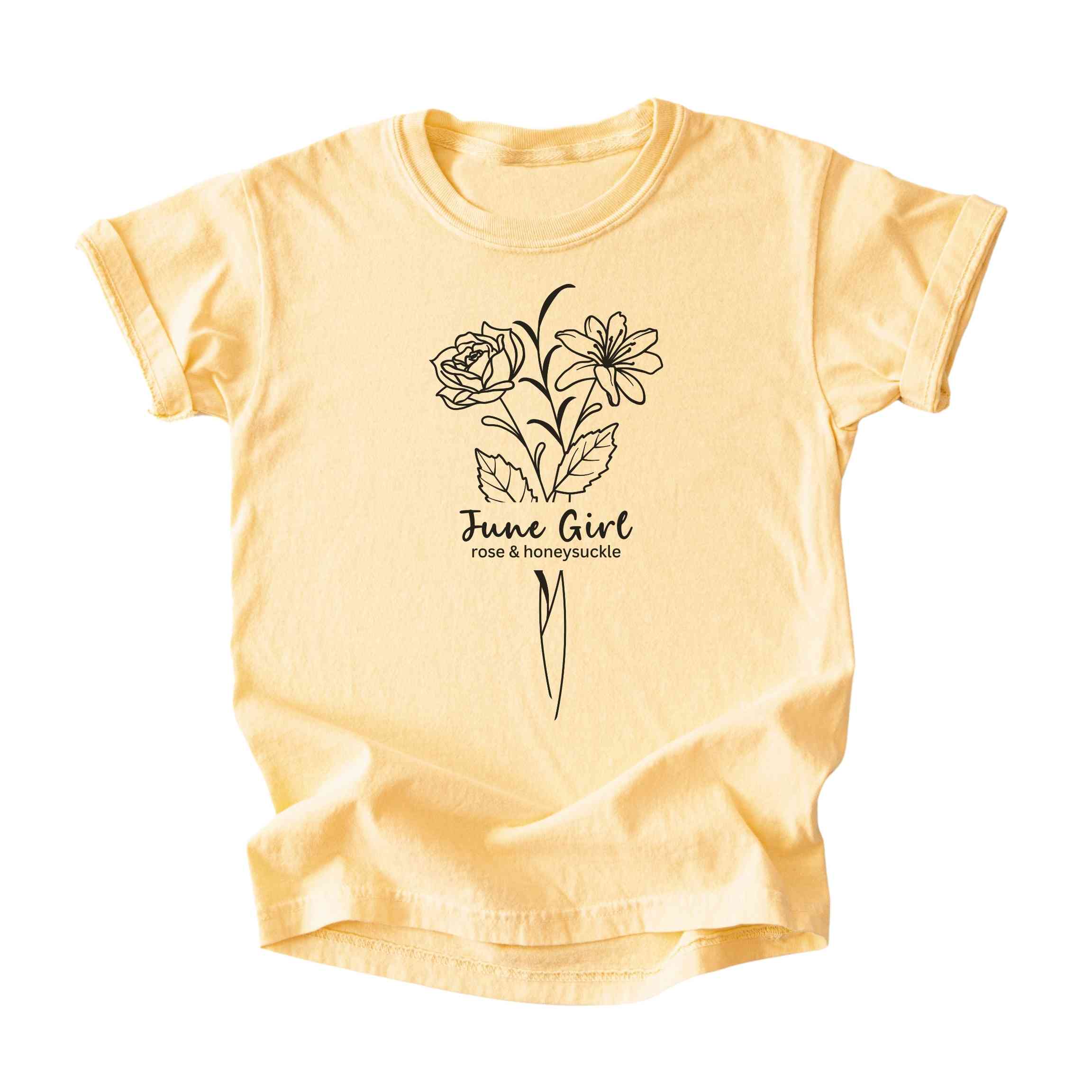 June Girl Birth Flowers (Line Art) Tee - Kids