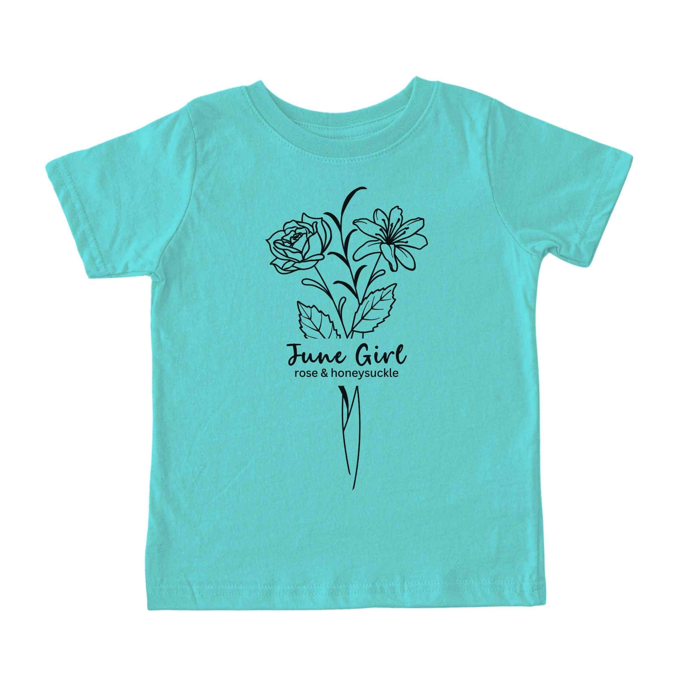 June Girl Birth Flowers (Line Art) Tee - Toddlers