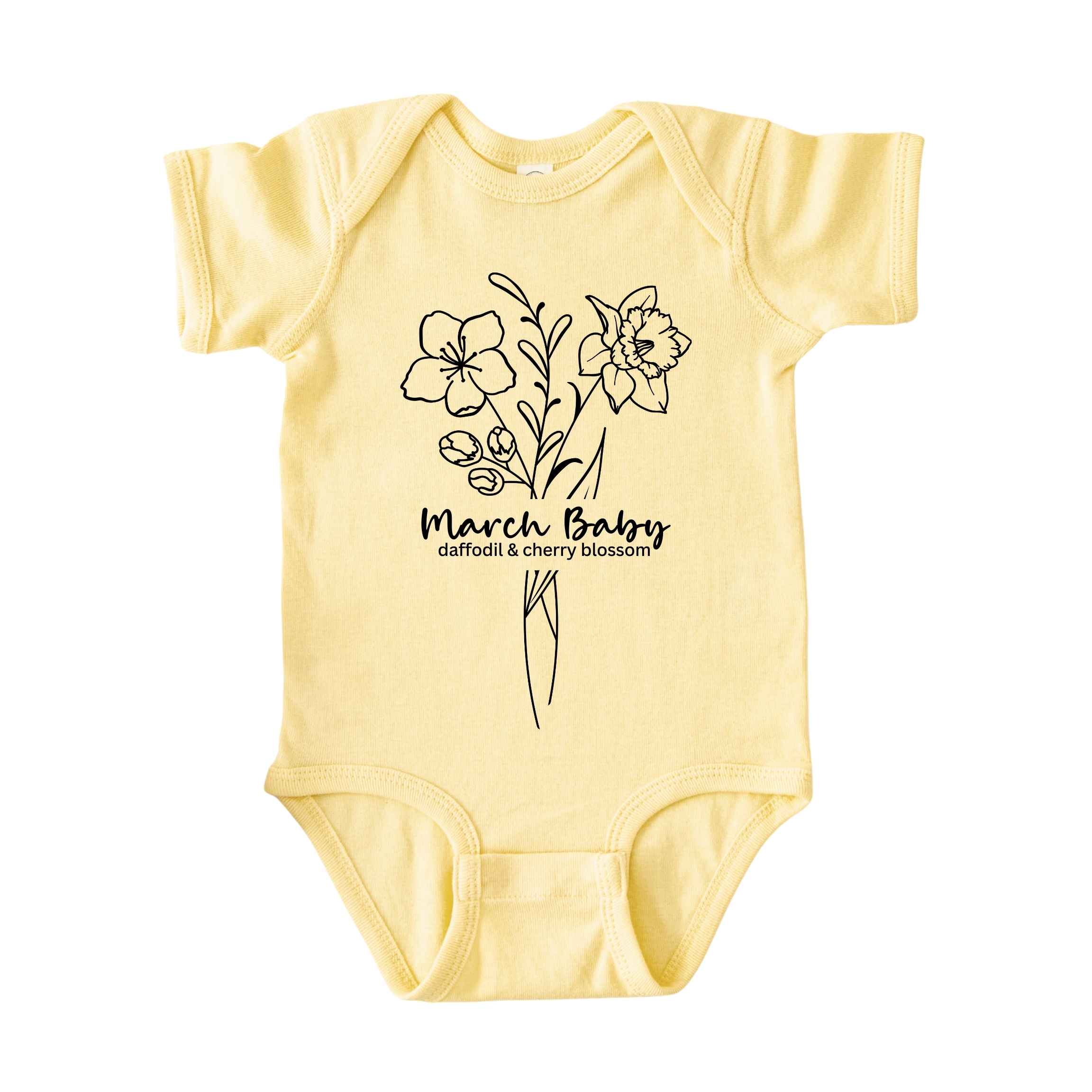 March Baby Birth Flowers (Line Art) Bodysuit