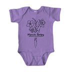 March Baby Birth Flowers (Line Art) Bodysuit