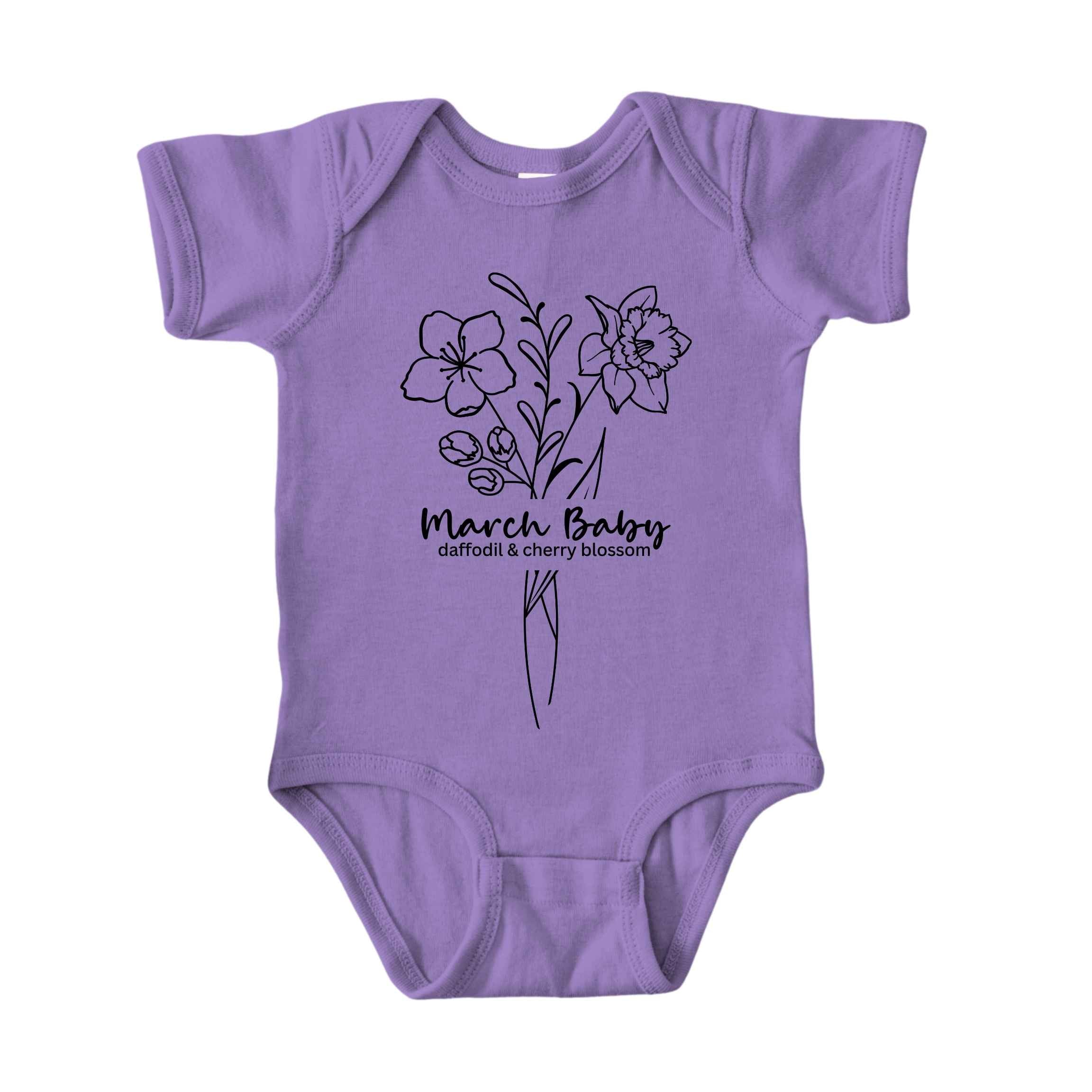 March Baby Birth Flowers (Line Art) Bodysuit