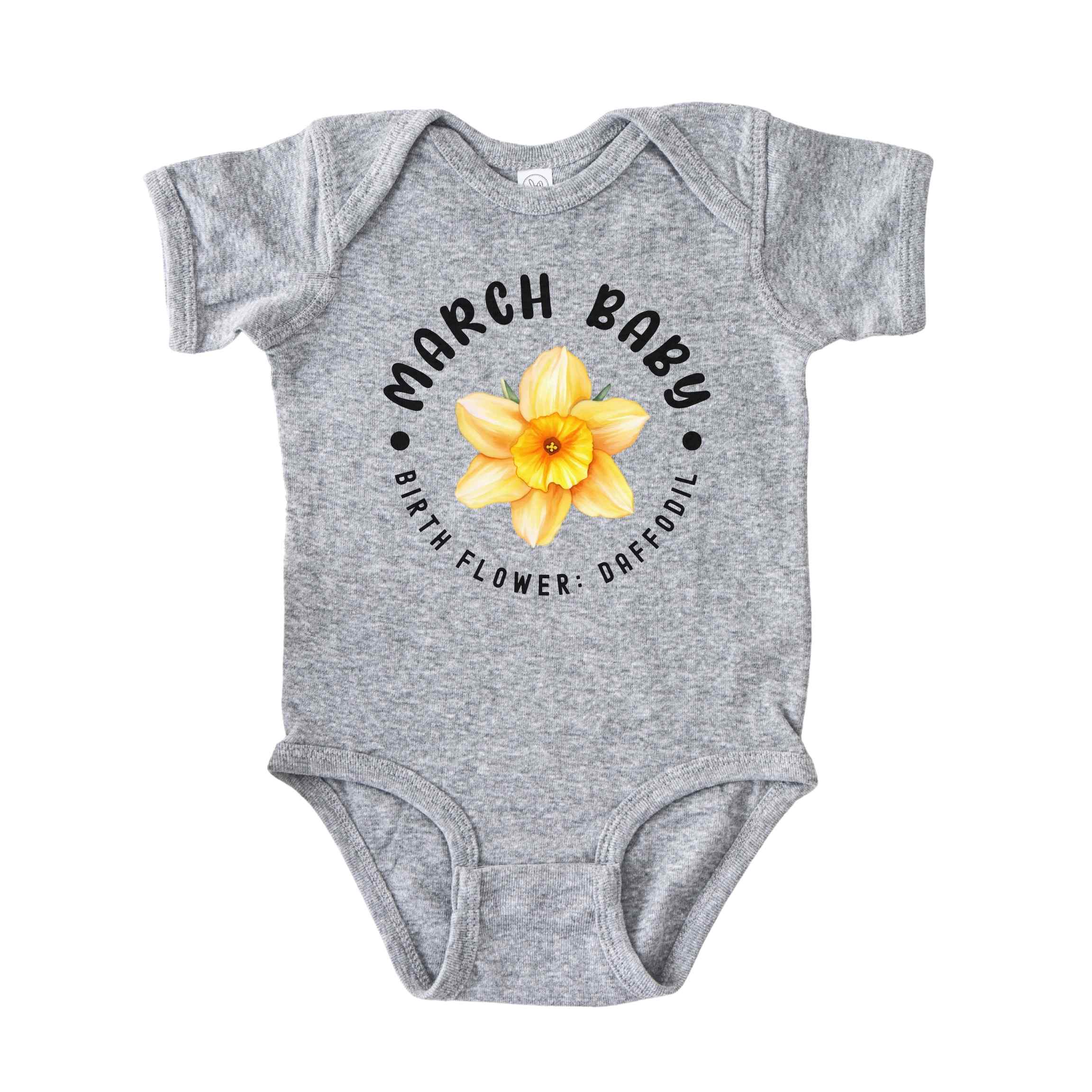 March Baby Main Birth Flower Bodysuit