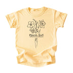 March Girl Birth Flowers (Line Art) Tee - Kids