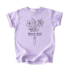 March Girl Birth Flowers (Line Art) Tee - Kids
