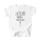 March Girl Birth Flowers (Line Art) Tee - Kids