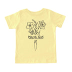 March Girl Birth Flowers (Line Art) Tee - Toddlers