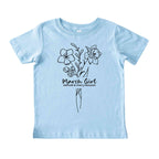 March Girl Birth Flowers (Line Art) Tee - Toddlers