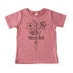 March Girl Birth Flowers (Line Art) Tee - Toddlers