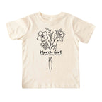 March Girl Birth Flowers (Line Art) Tee - Toddlers