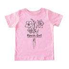 March Girl Birth Flowers (Line Art) Tee - Toddlers