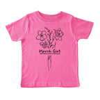 March Girl Birth Flowers (Line Art) Tee - Toddlers