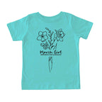 March Girl Birth Flowers (Line Art) Tee - Toddlers