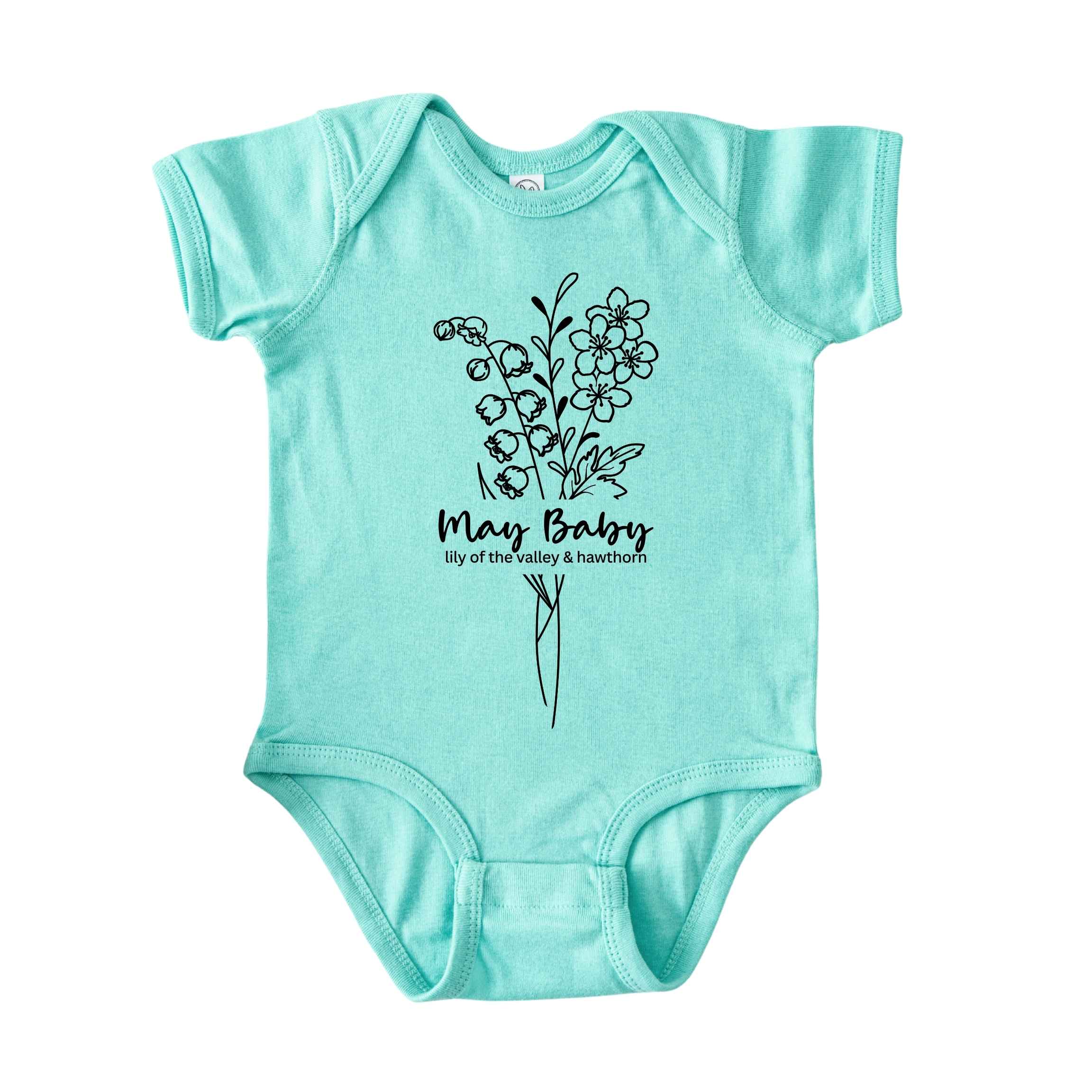 May Baby Birth Flowers (Line Art) Bodysuit