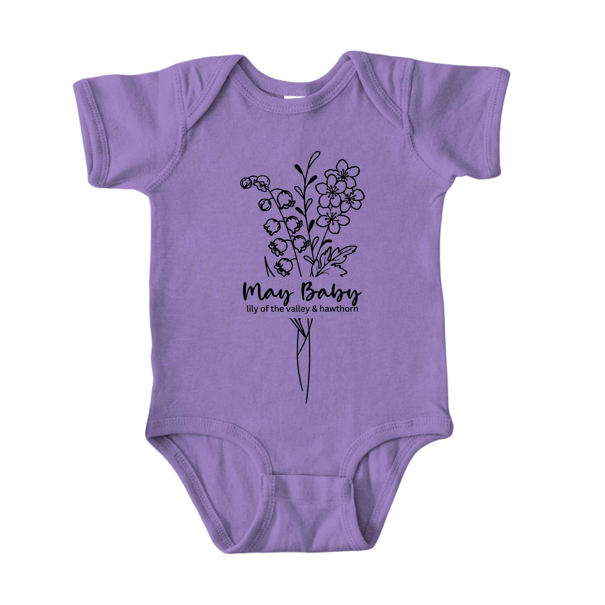 May Baby Birth Flowers (Line Art) Bodysuit