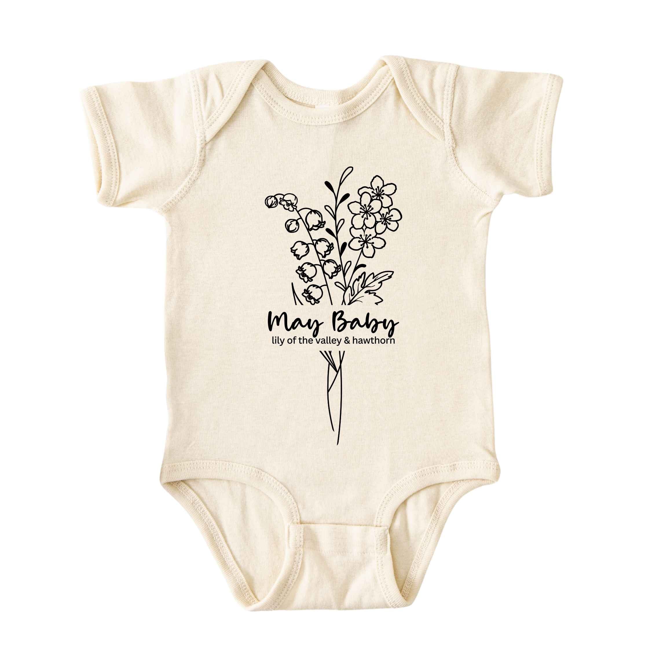 May Baby Birth Flowers (Line Art) Bodysuit