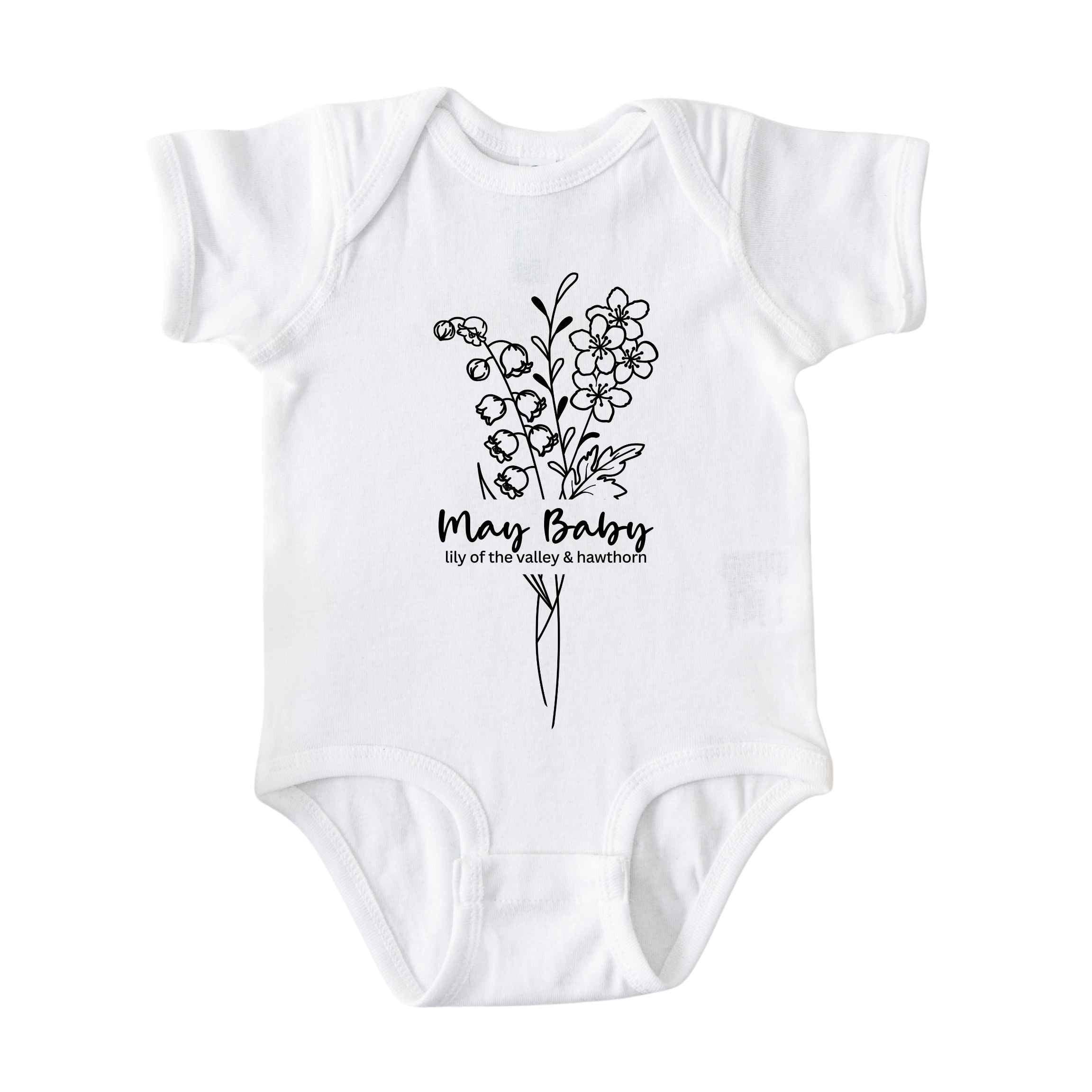 May Baby Birth Flowers (Line Art) Bodysuit