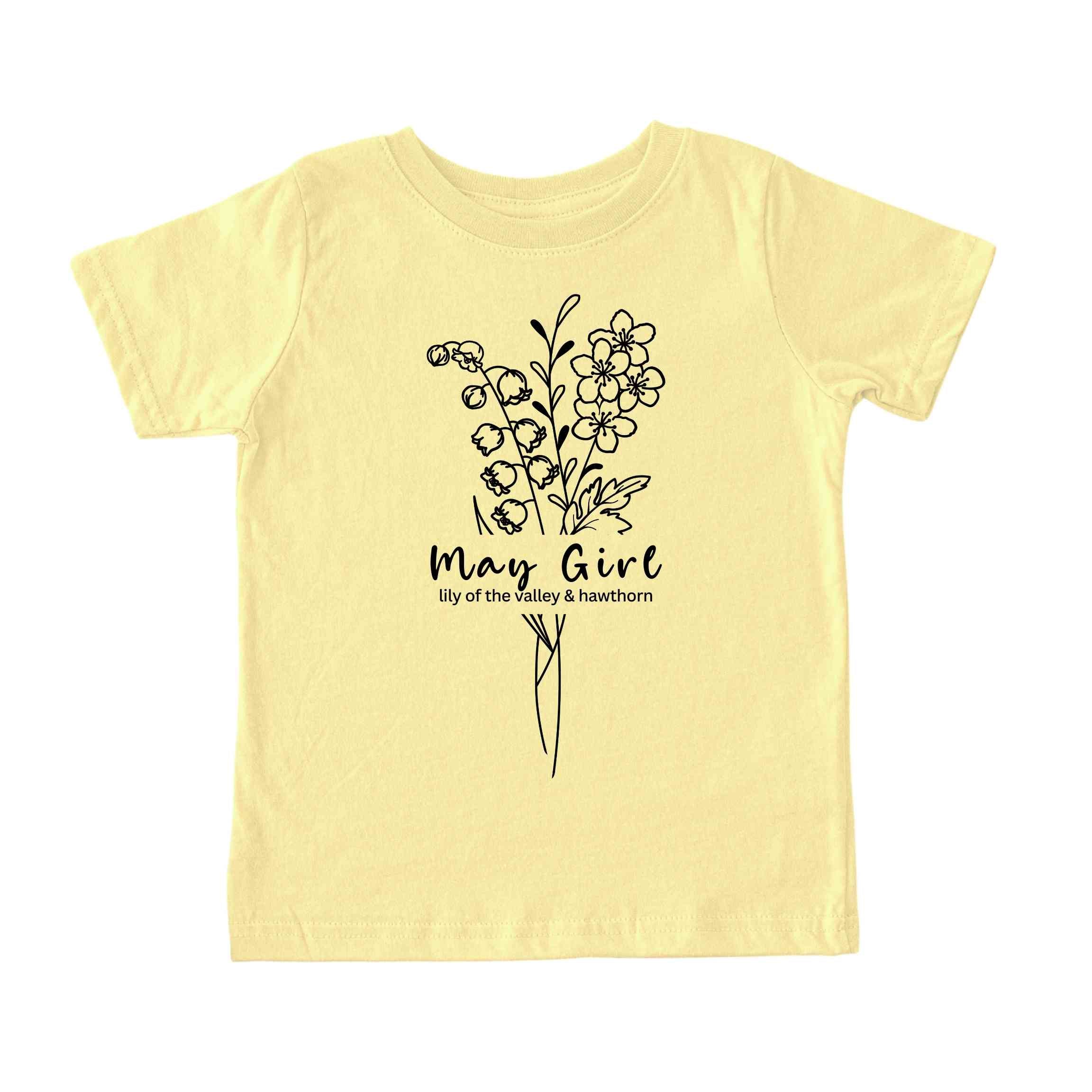 May Girl Birth Flowers (Line Art) Tee - Toddlers