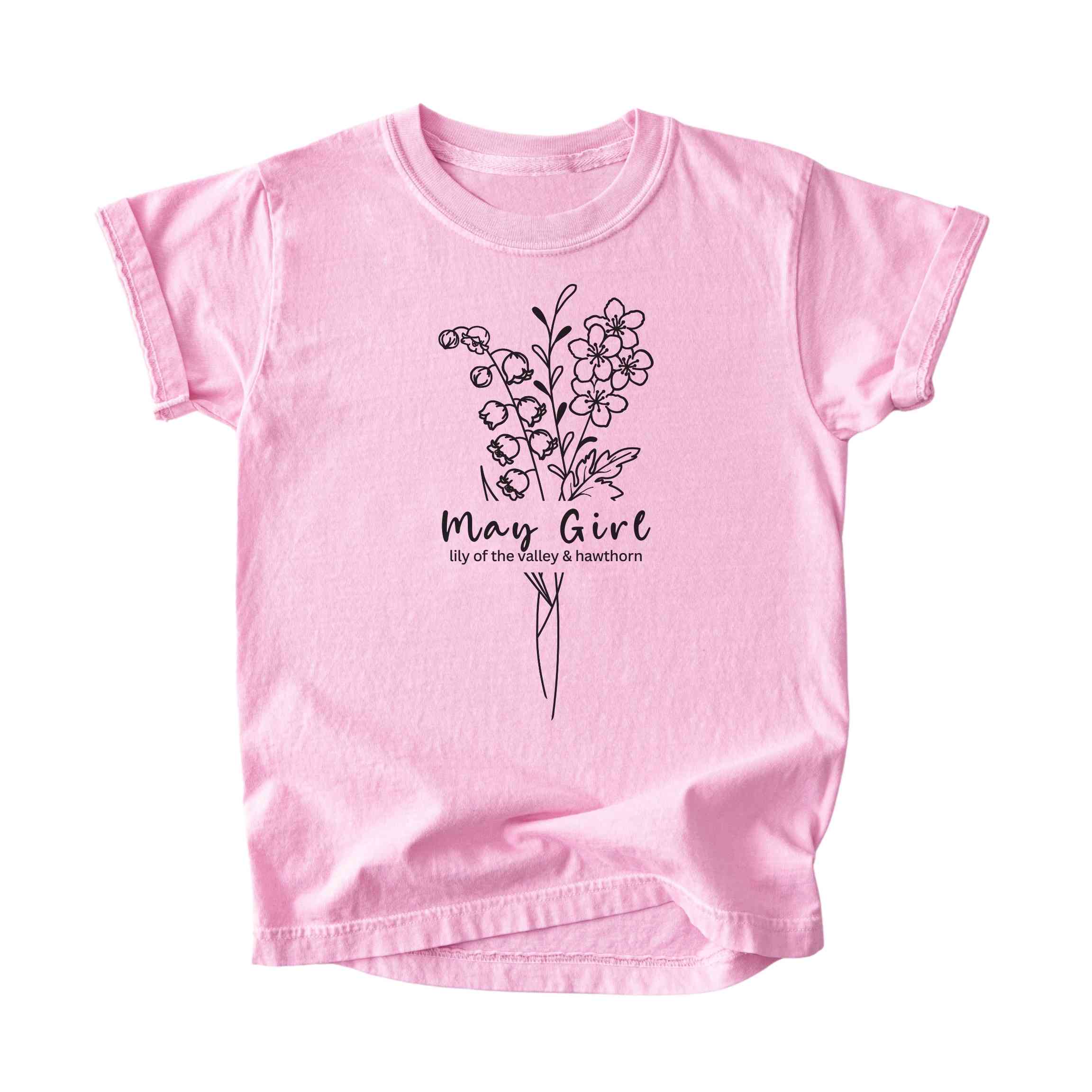 May Girl Birth Flowers (Line Art) Tee - Kids