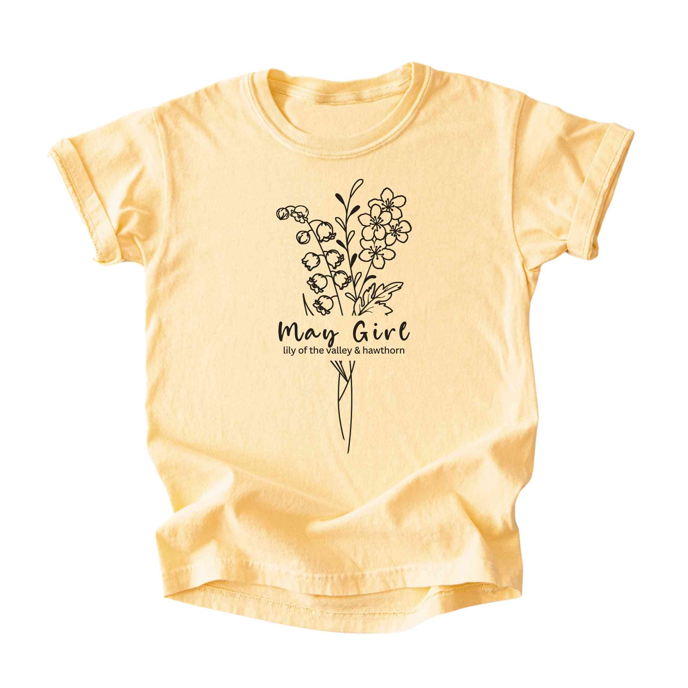May Girl Birth Flowers (Line Art) Tee - Kids