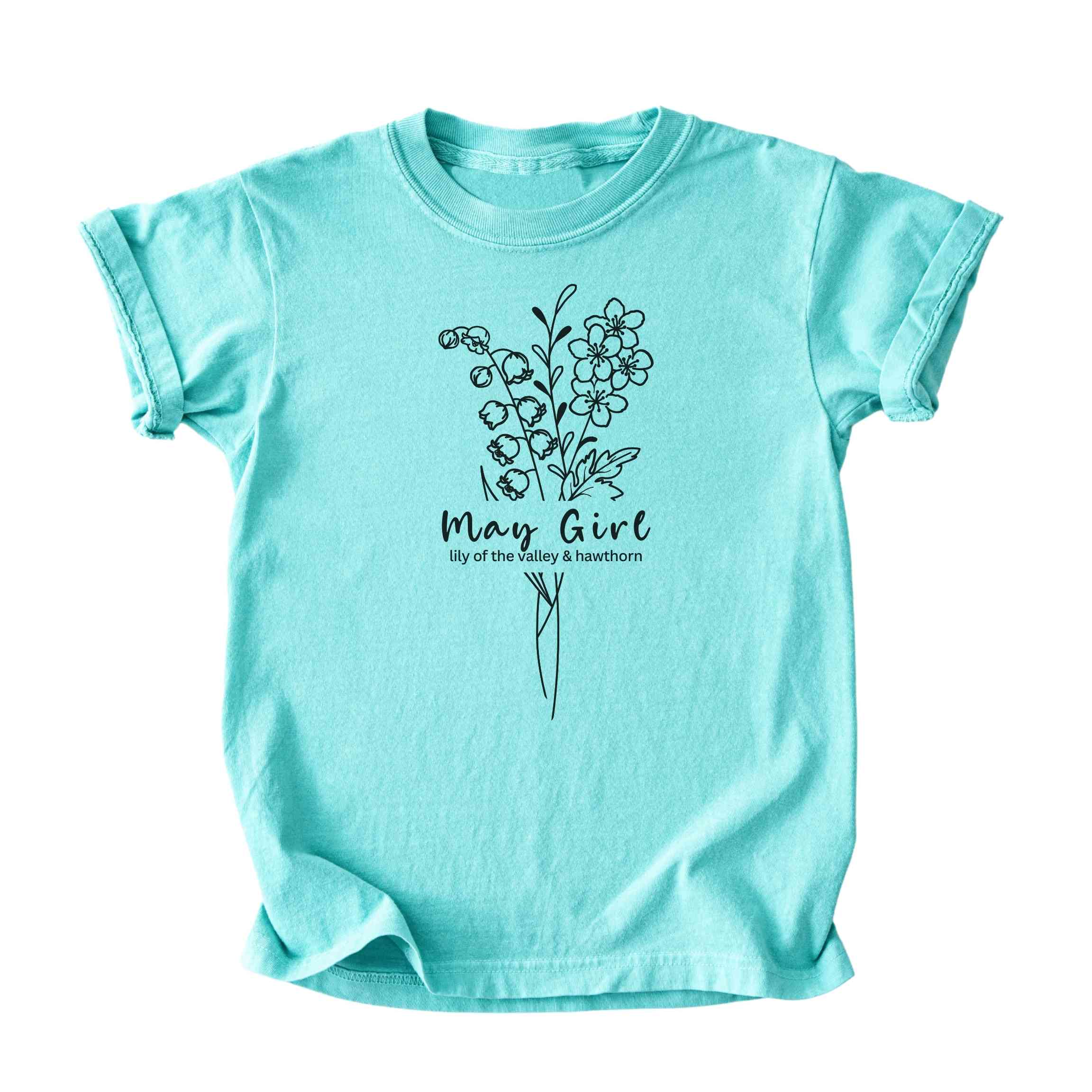 May Girl Birth Flowers (Line Art) Tee - Kids