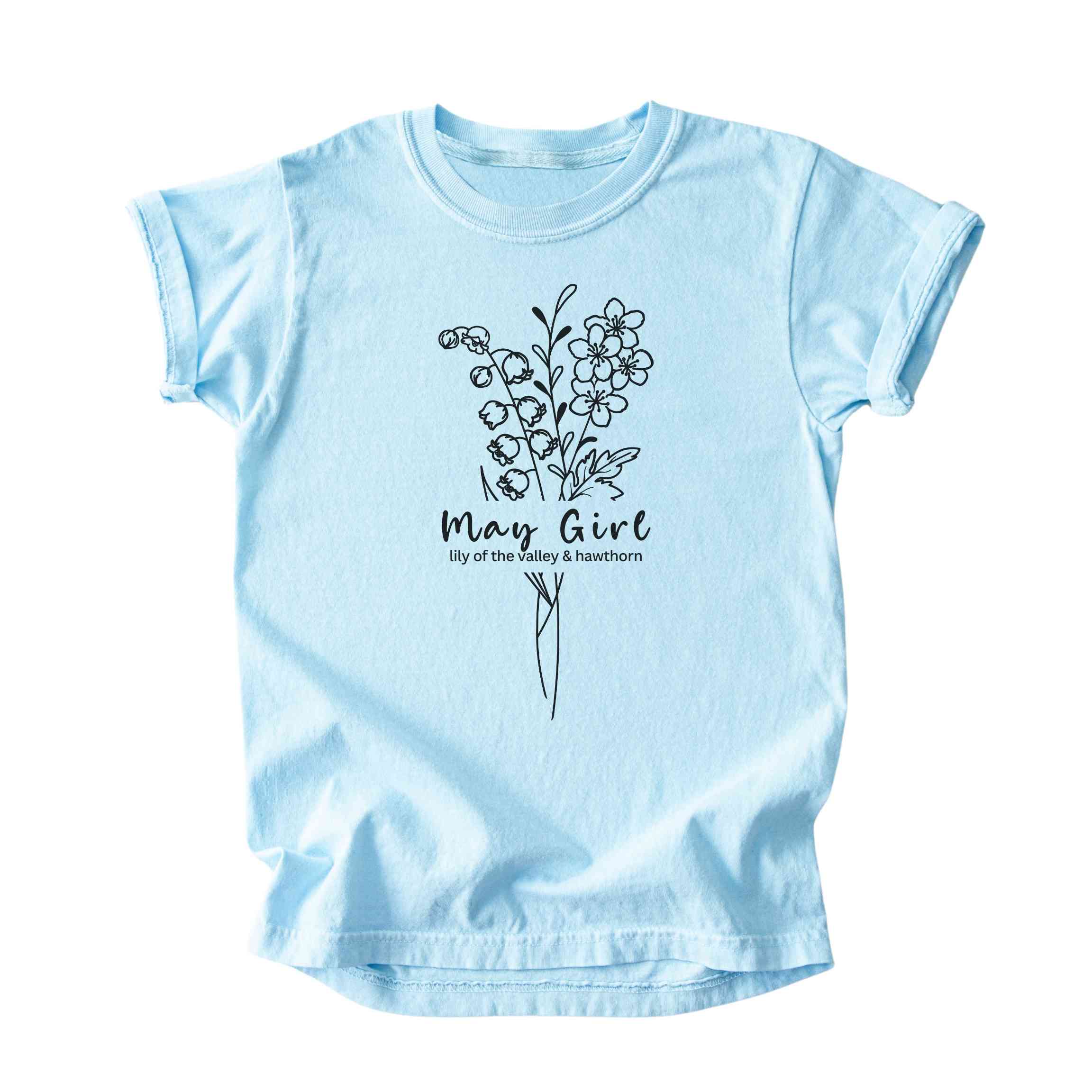 May Girl Birth Flowers (Line Art) Tee - Kids