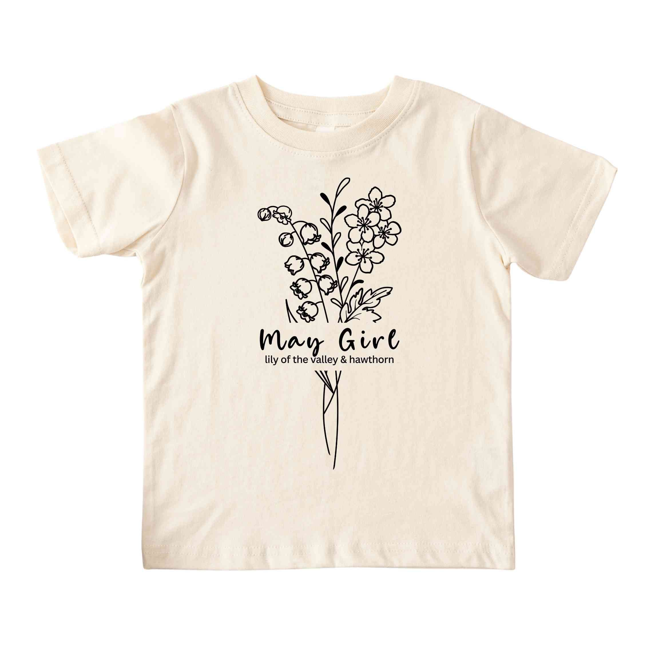 May Girl Birth Flowers (Line Art) Tee - Toddlers
