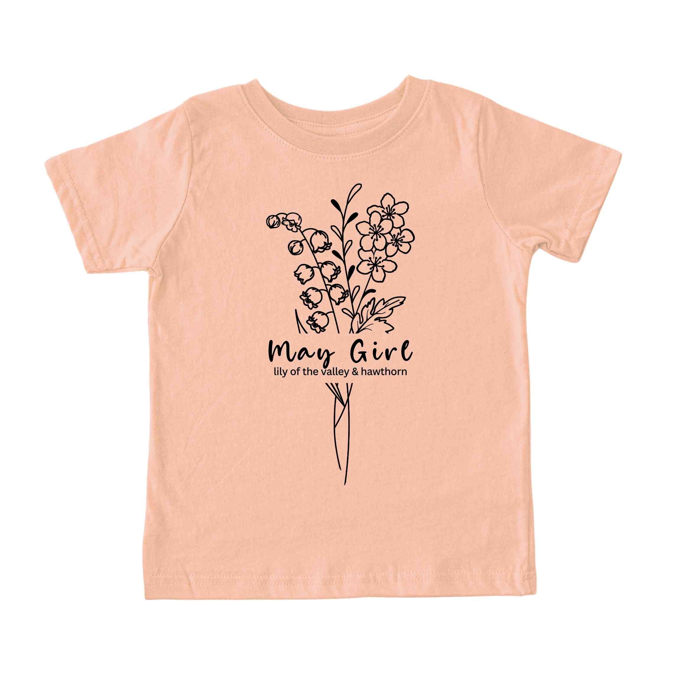 May Girl Birth Flowers (Line Art) Tee - Toddlers