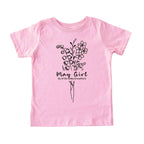 May Girl Birth Flowers (Line Art) Tee - Toddlers