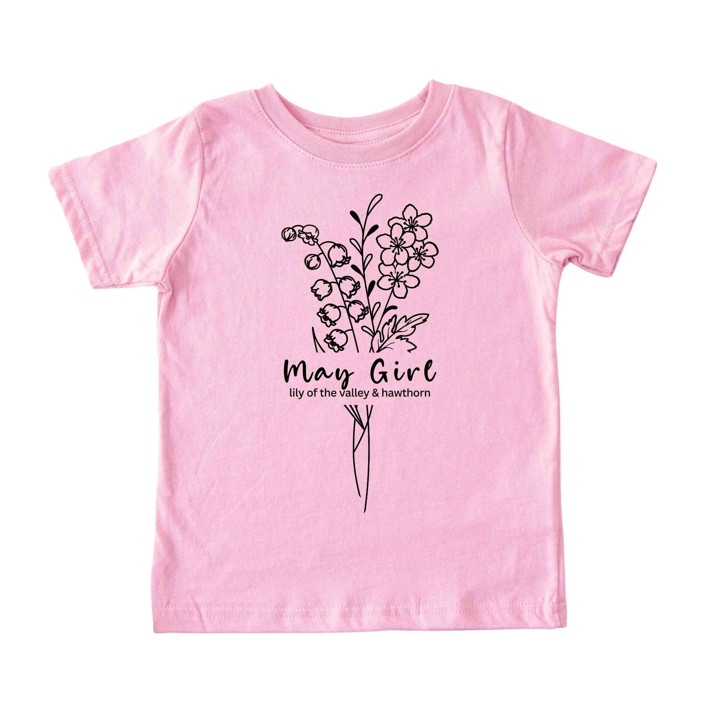May Girl Birth Flowers (Line Art) Tee - Toddlers