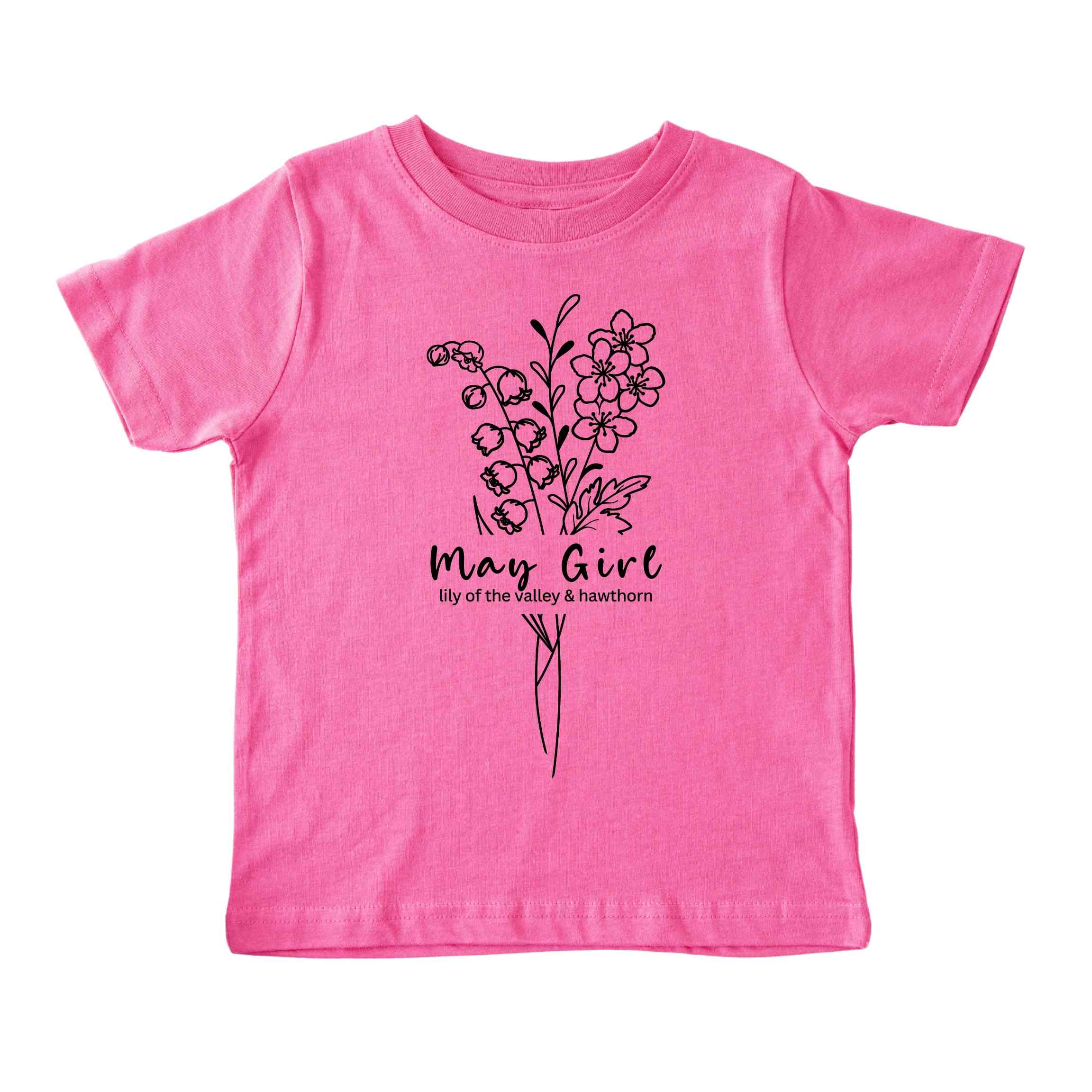 May Girl Birth Flowers (Line Art) Tee - Toddlers