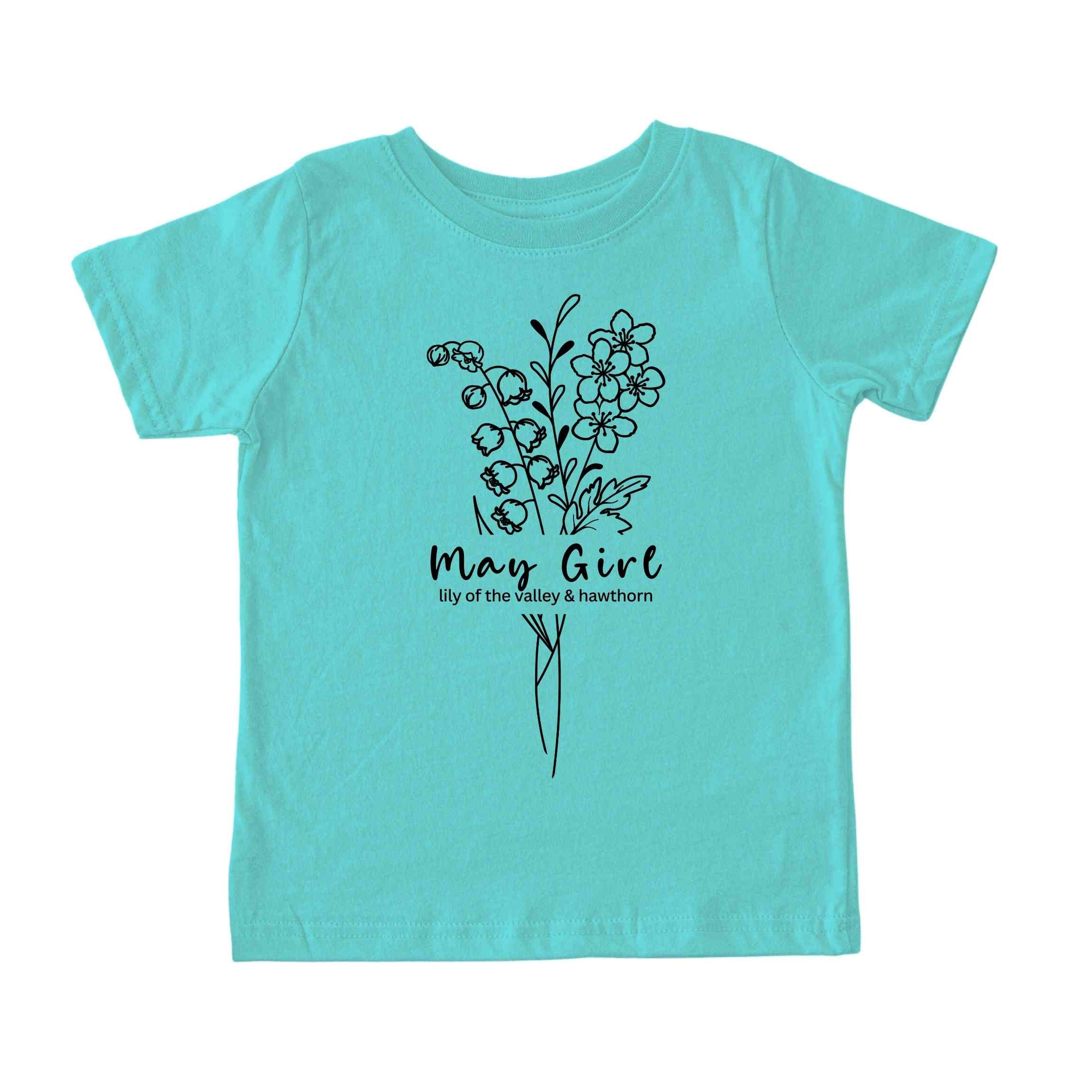 May Girl Birth Flowers (Line Art) Tee - Toddlers