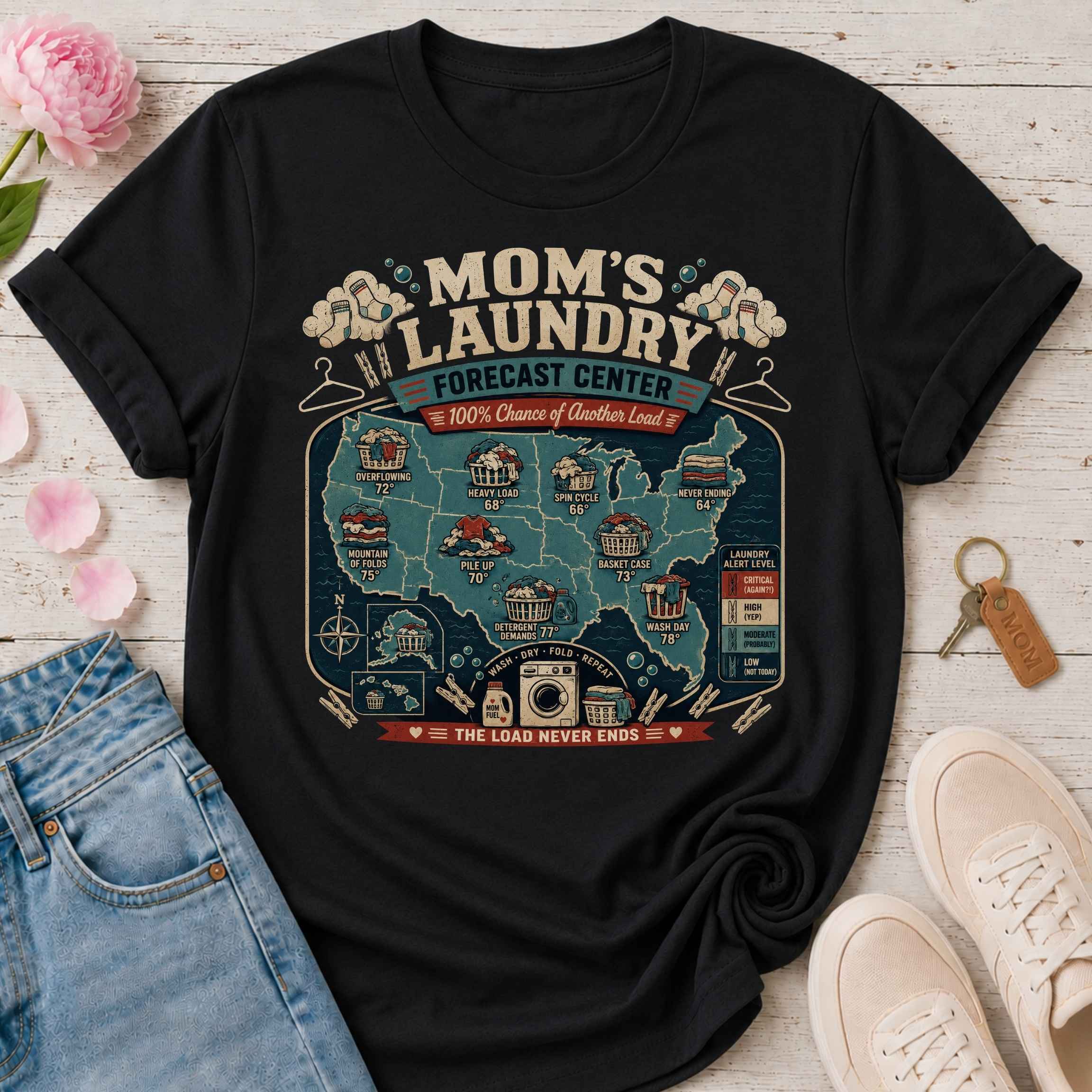 Mom's Laundry Forecast Center Tee