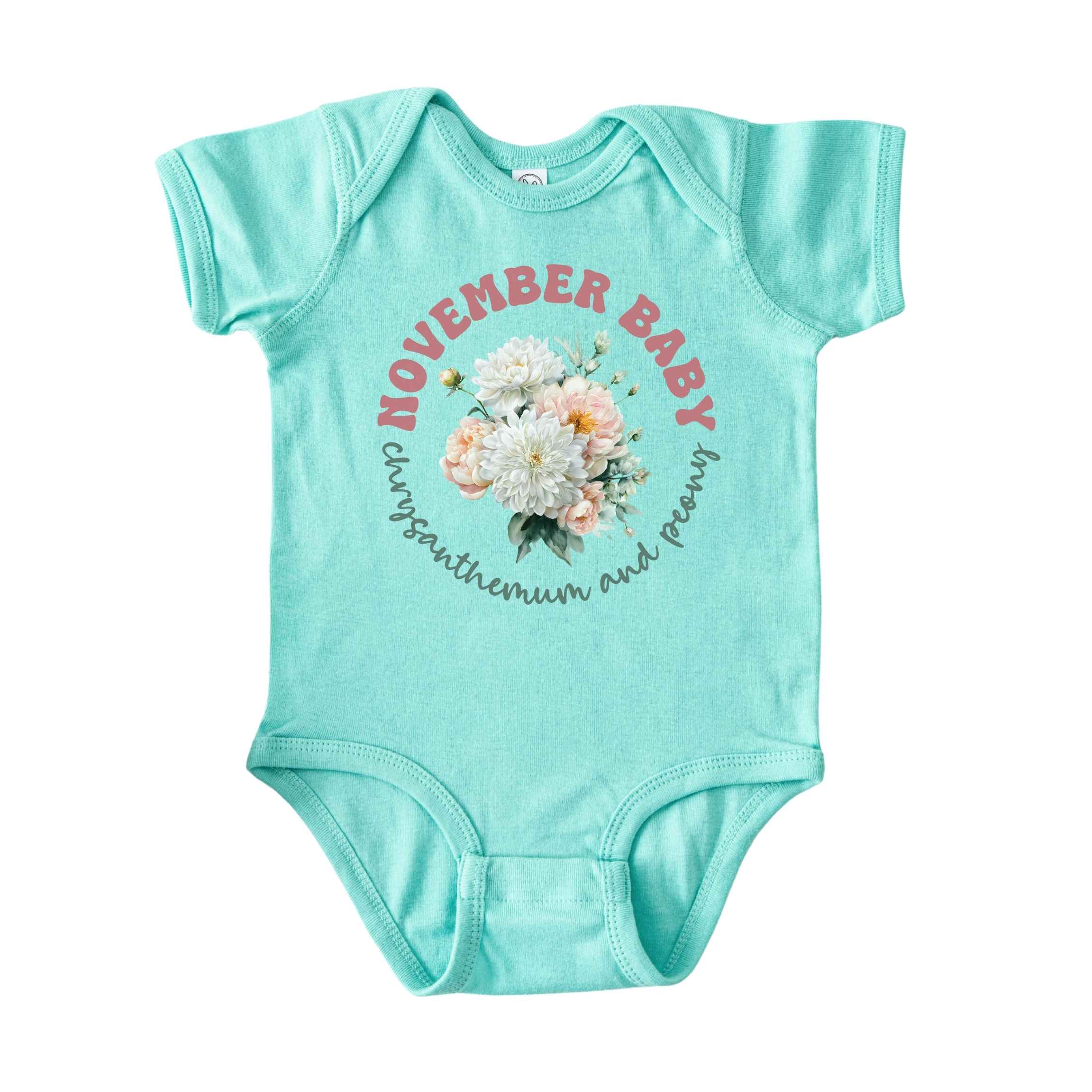 November Baby Birth Flowers (Circle) Bodysuit