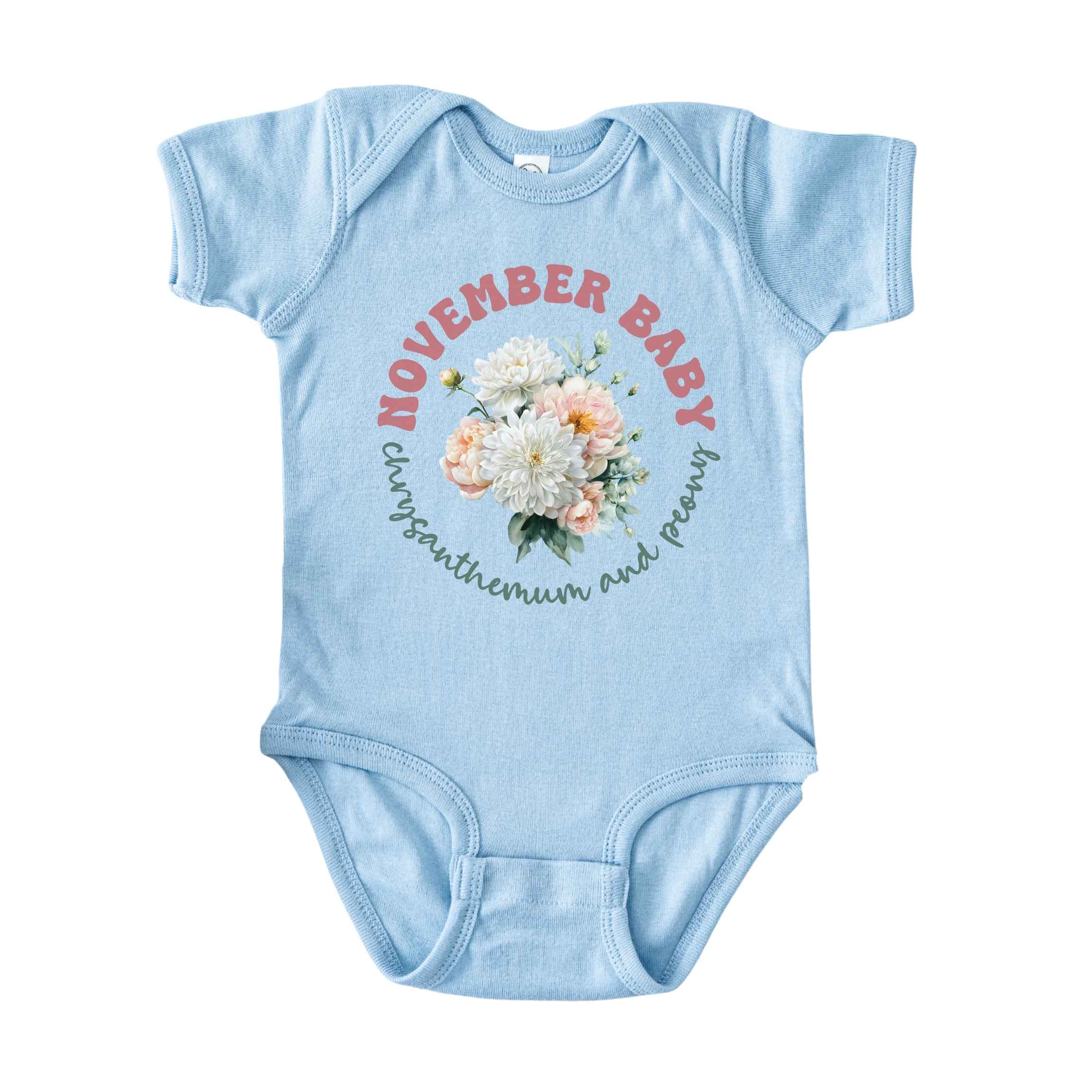 November Baby Birth Flowers (Circle) Bodysuit