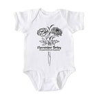 November Baby Birth Flowers (Line Art) Bodysuit