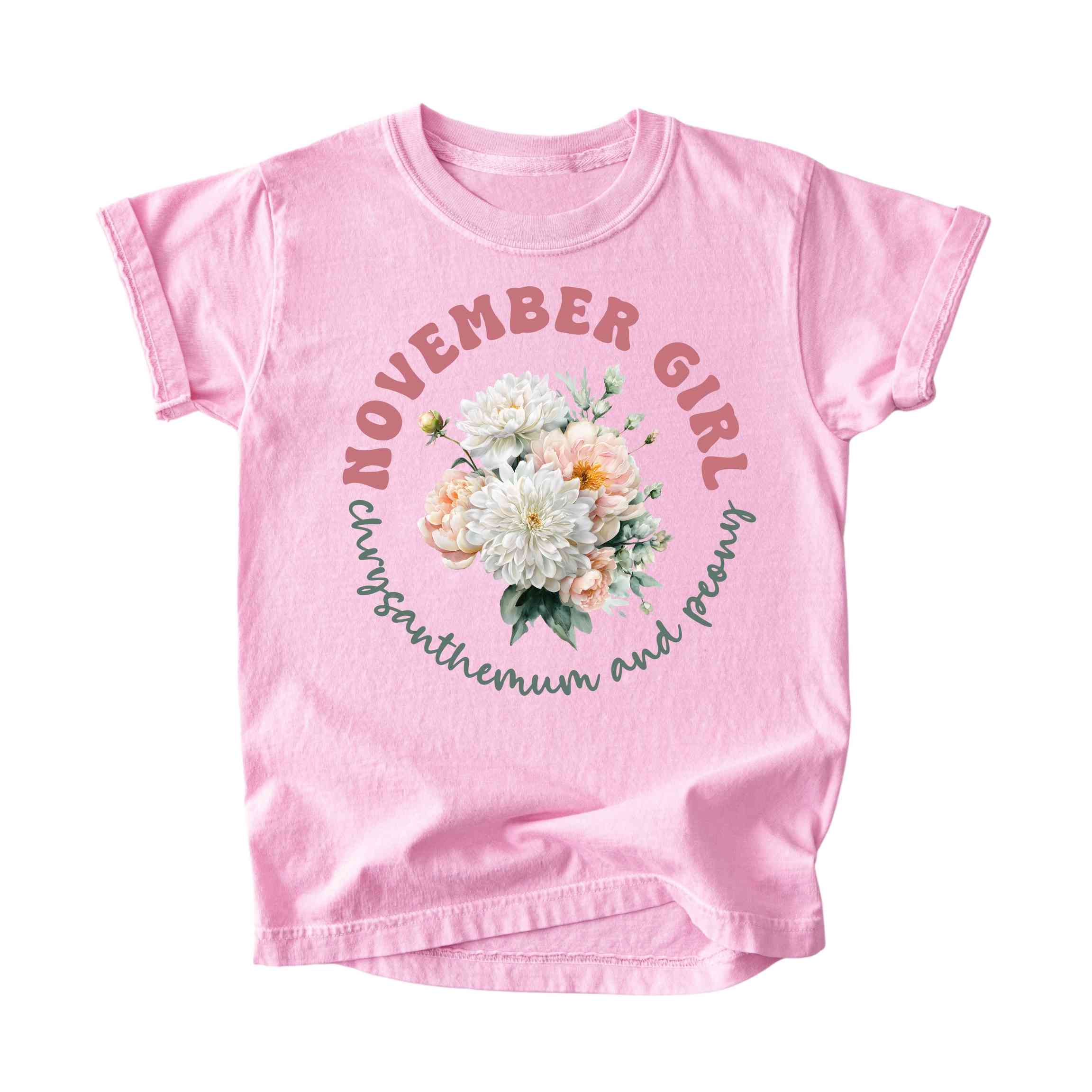 November Girl Birth Flowers (Bouquet) Tee - Kids