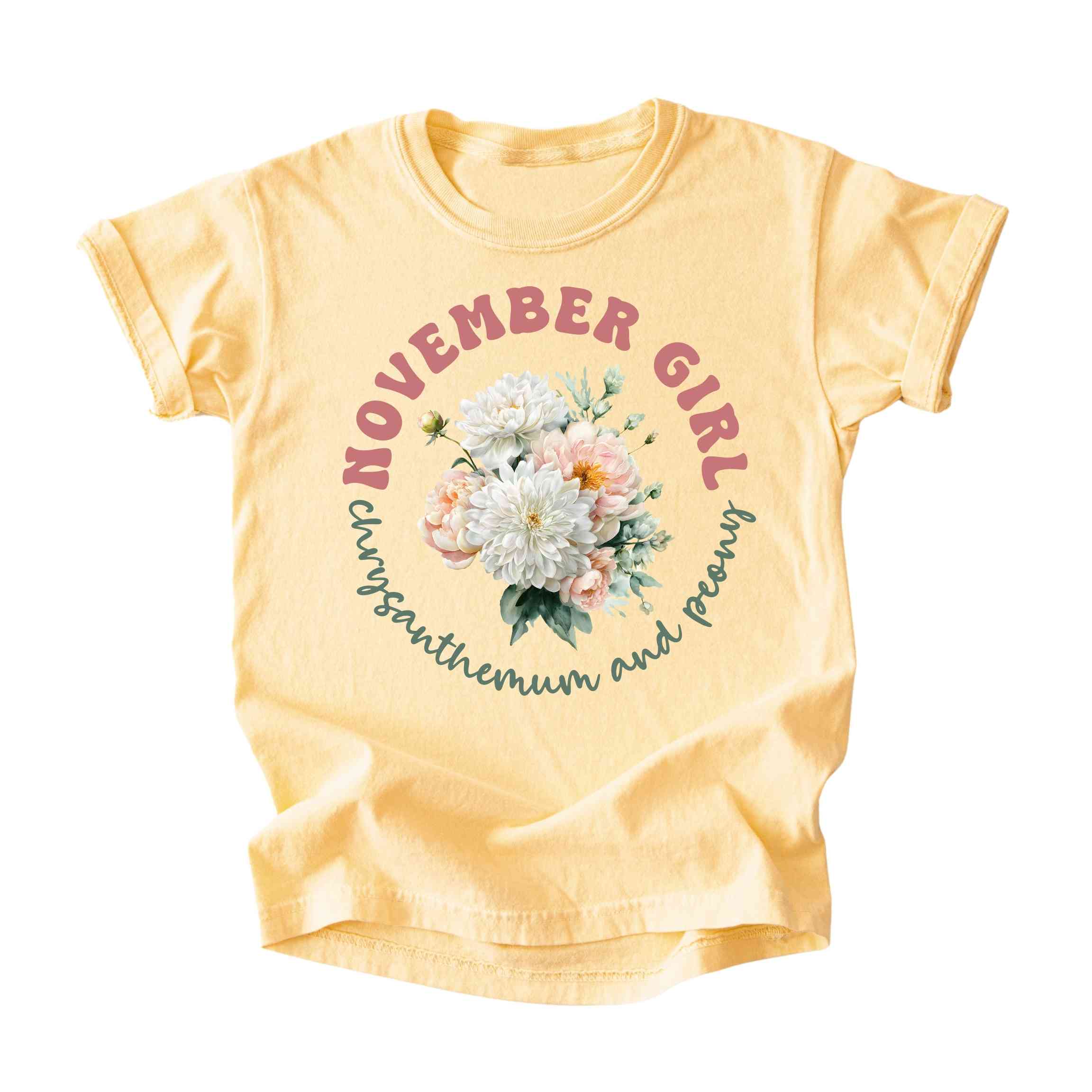November Girl Birth Flowers (Bouquet) Tee - Kids