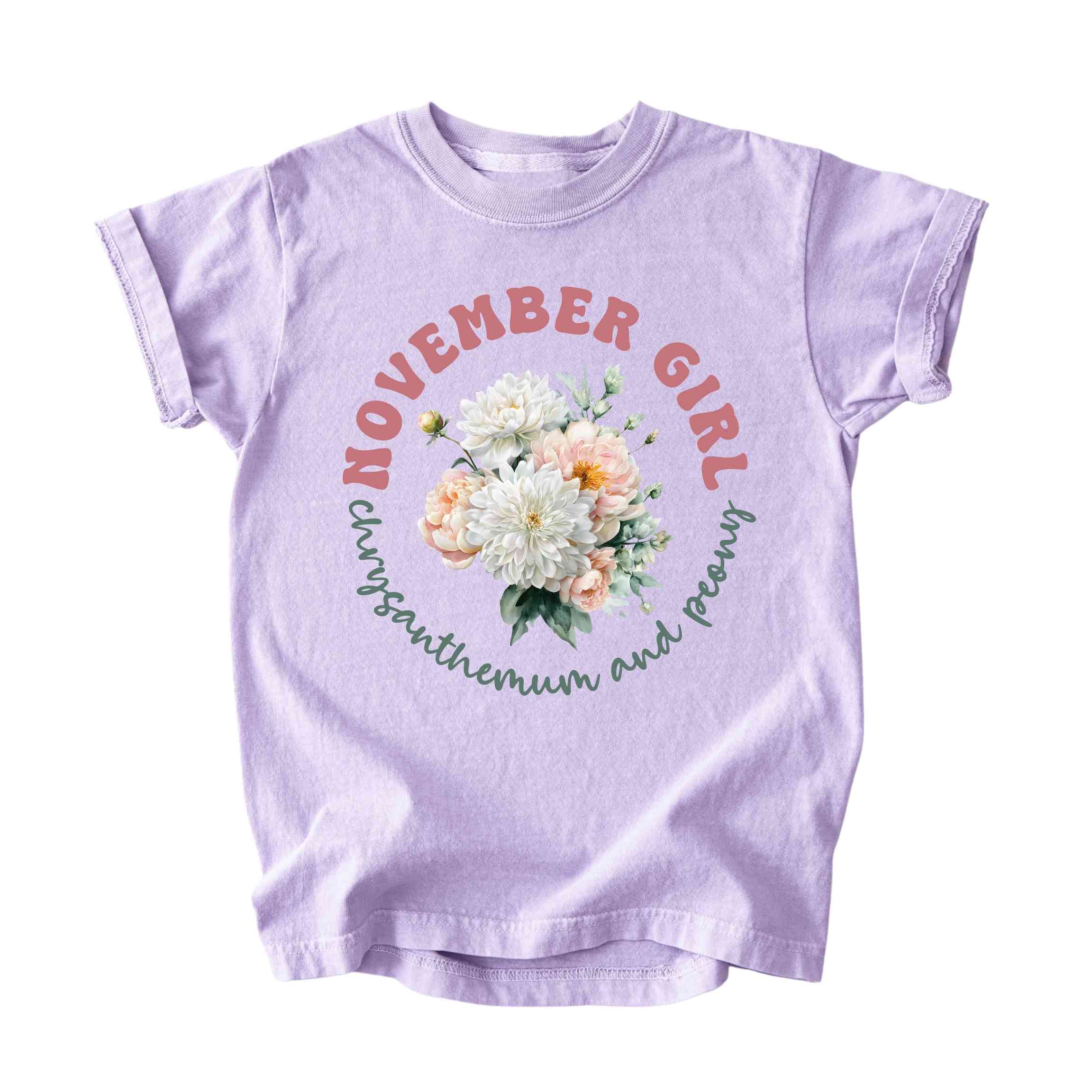November Girl Birth Flowers (Bouquet) Tee - Kids