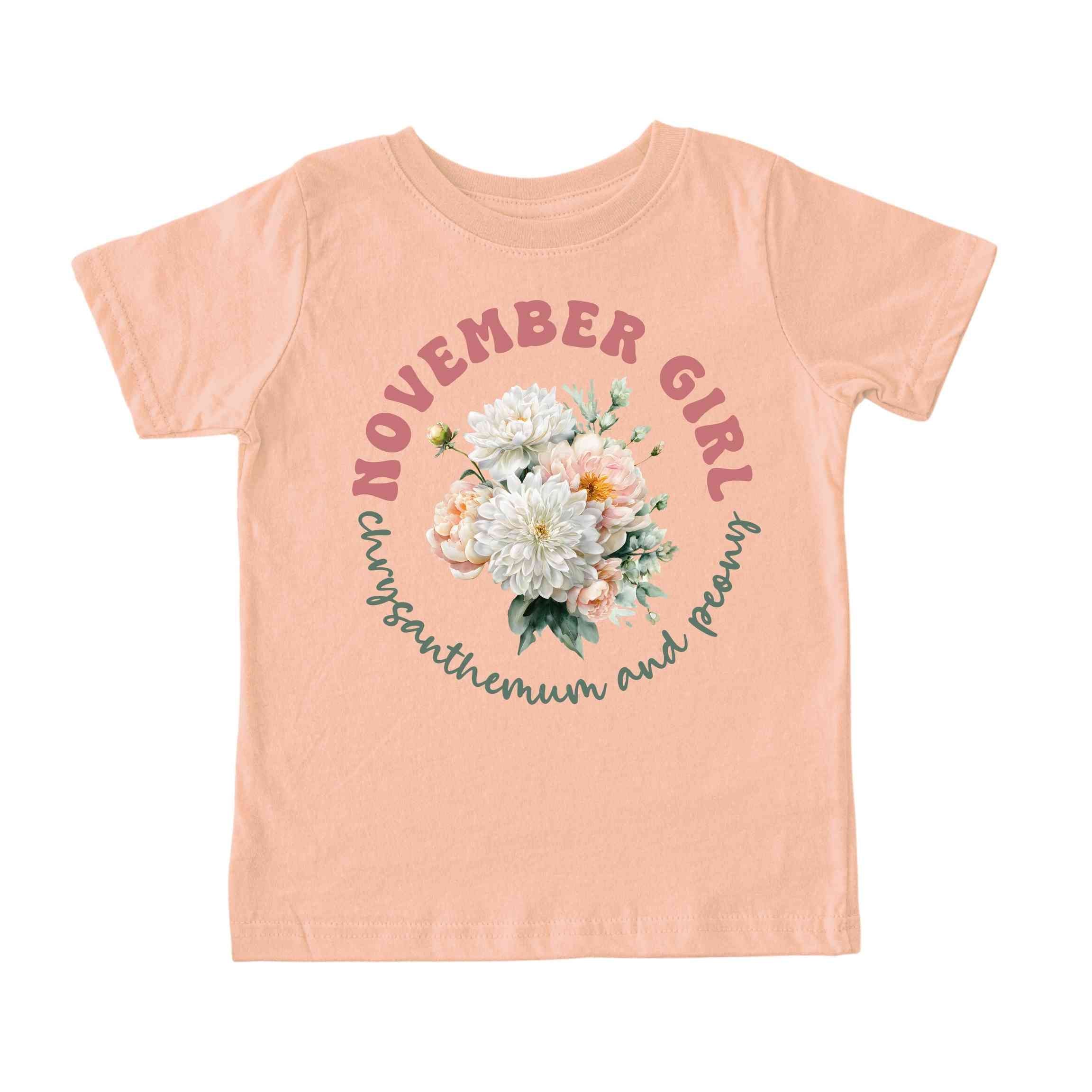 November Girl Birth Flowers (Bouquet) Tee - Toddlers