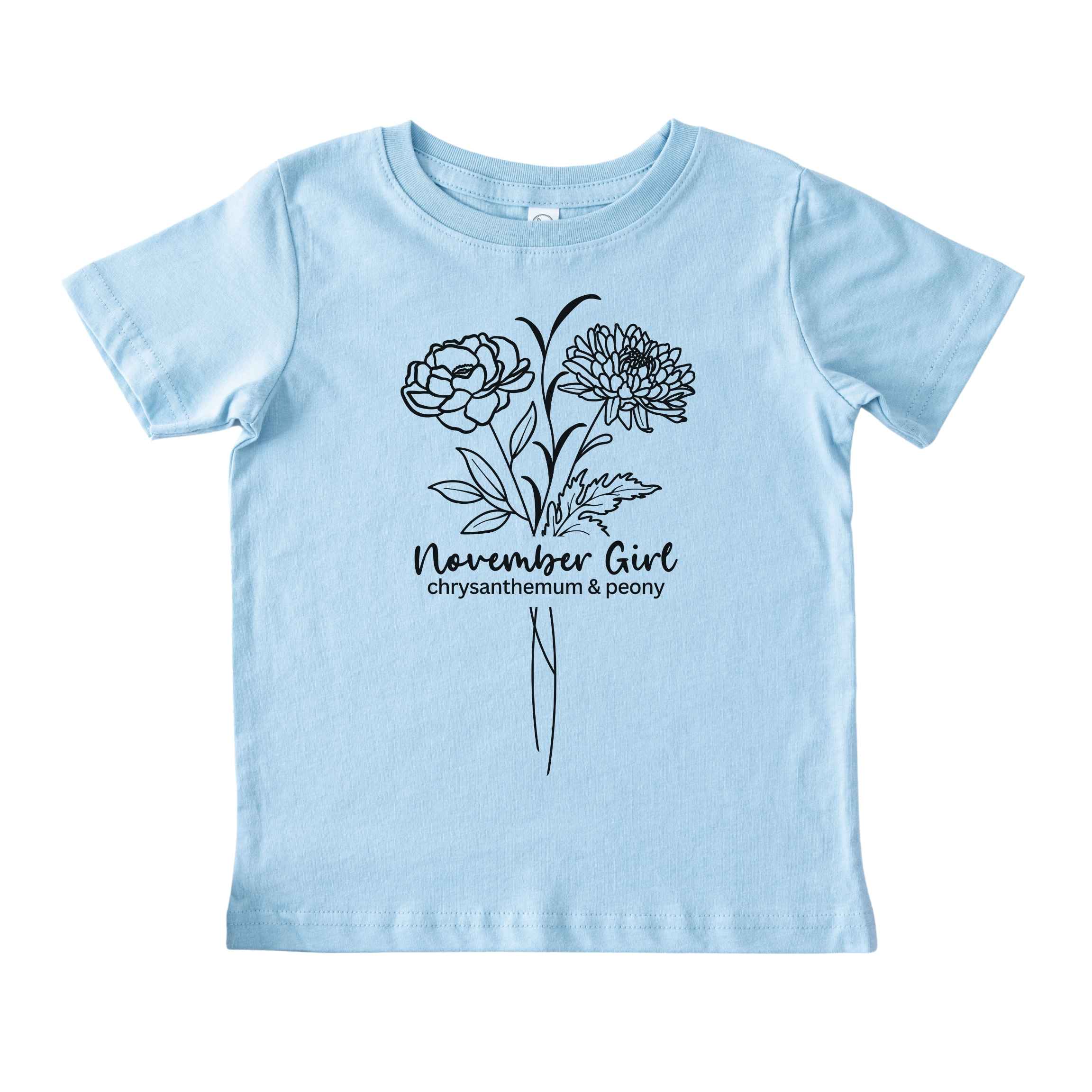 November Girl Birth Flowers (Line Art) Tee - Toddlers