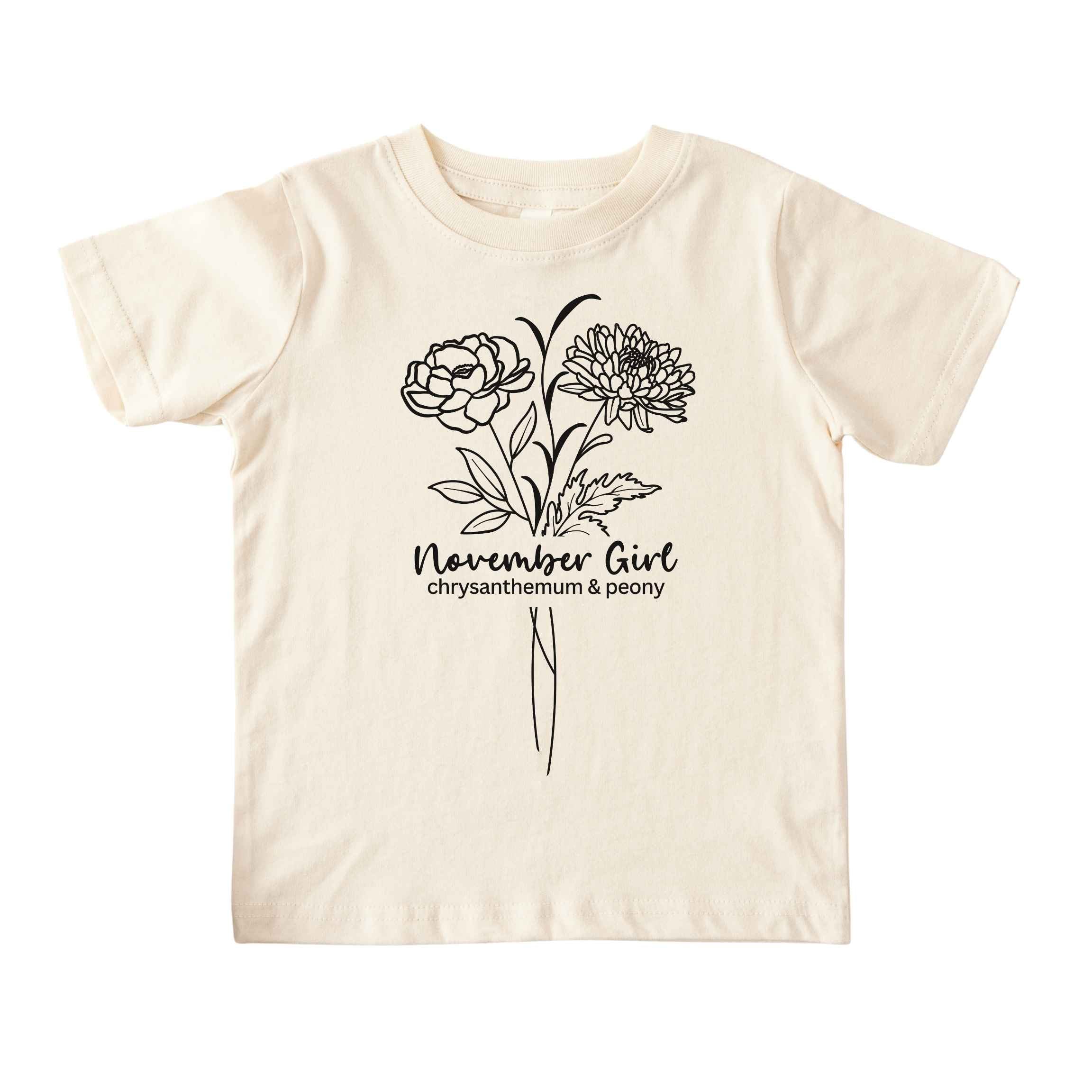 November Girl Birth Flowers (Line Art) Tee - Toddlers