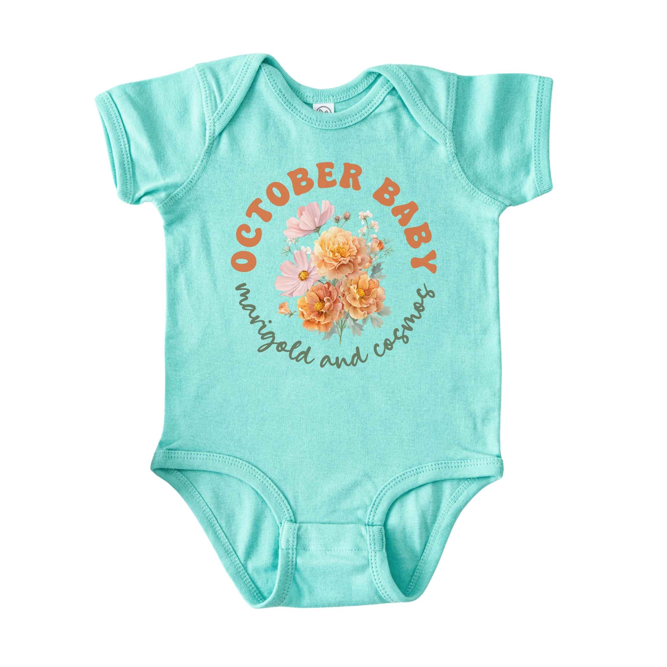 October Baby Birth Flowers (Circle) Bodysuit