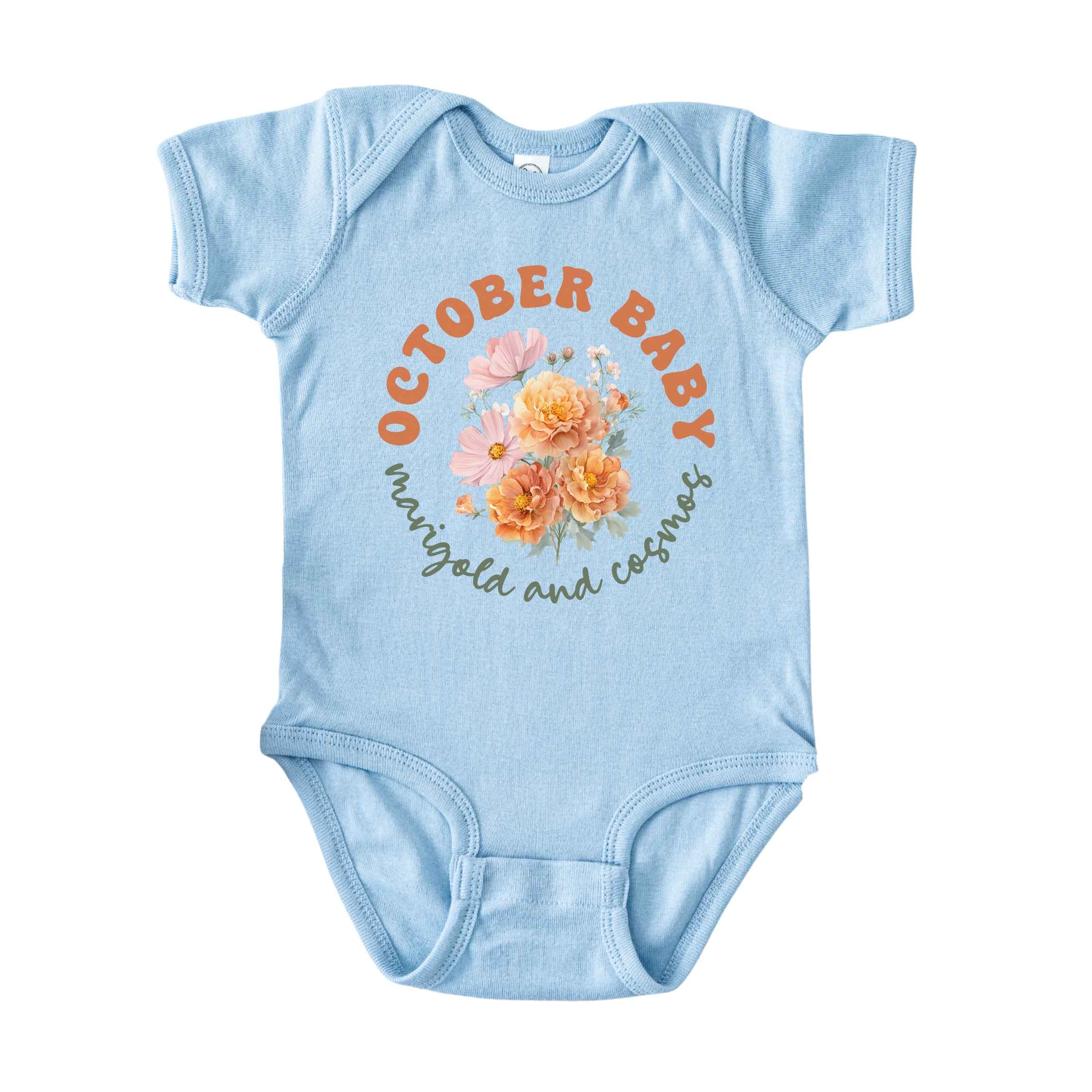 October Baby Birth Flowers (Circle) Bodysuit
