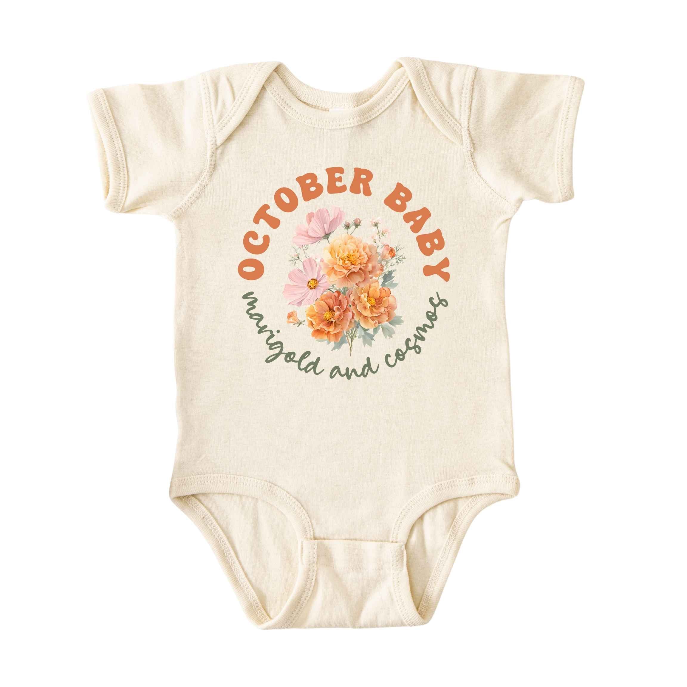 October Baby Birth Flowers (Circle) Bodysuit