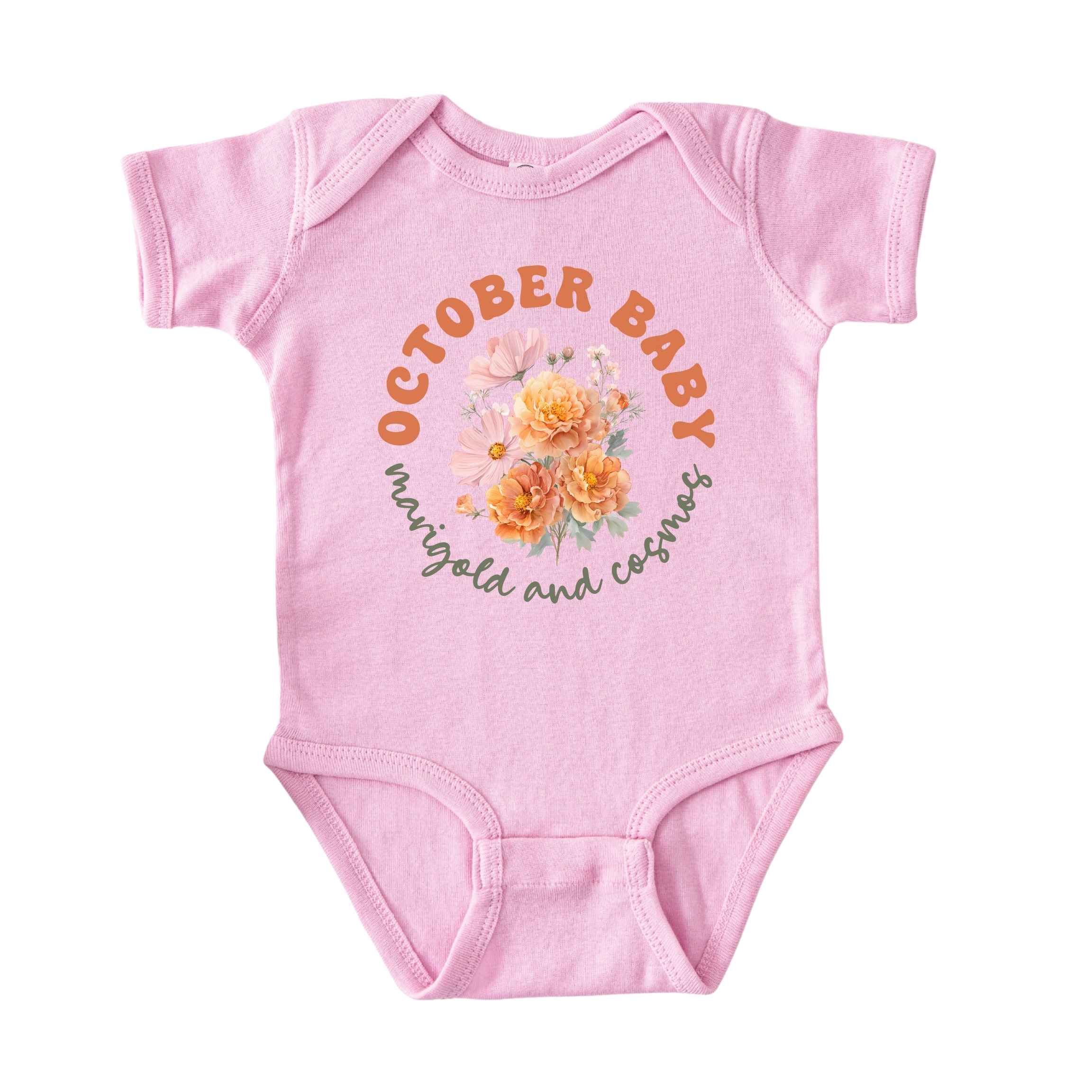 October Baby Birth Flowers (Circle) Bodysuit