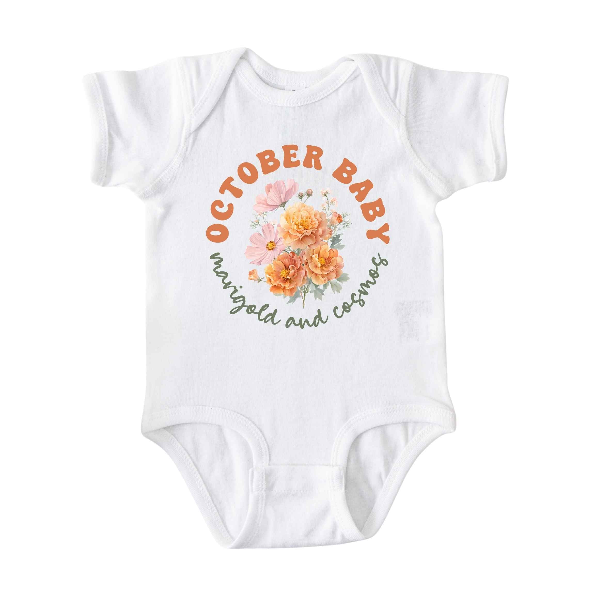 October Baby Birth Flowers (Circle) Bodysuit