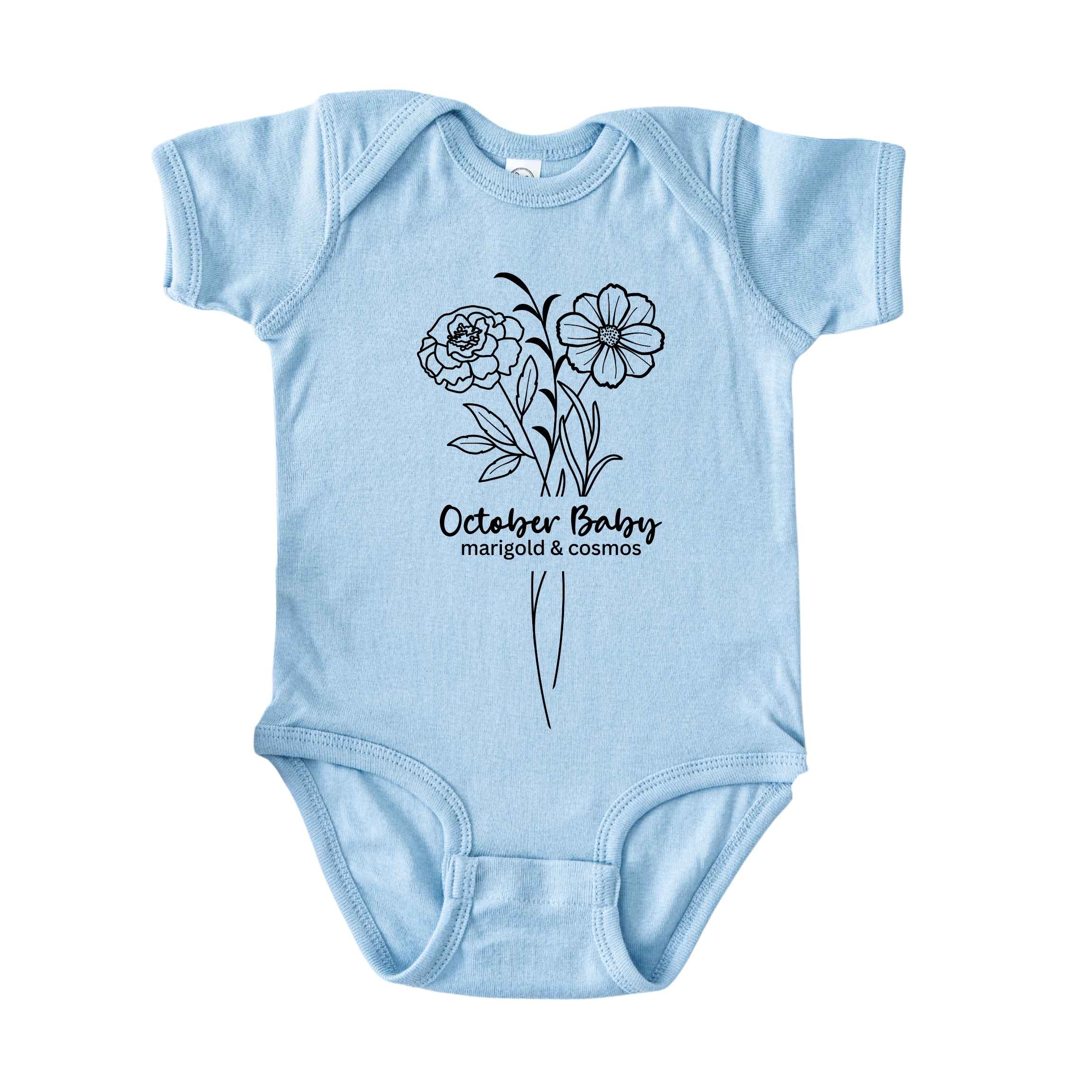 October Baby Birth Flowers (Line Art) Bodysuit