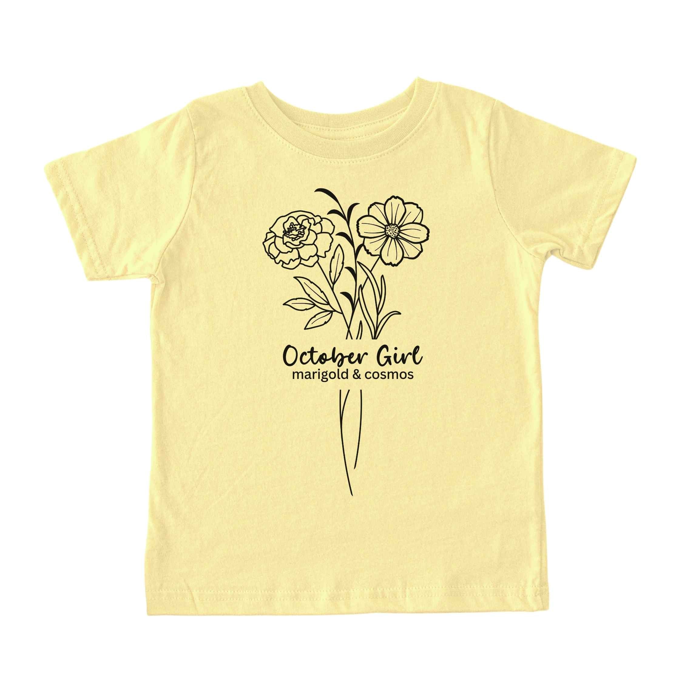 October Girl Birth Flowers (Line Art) Tee - Toddlers